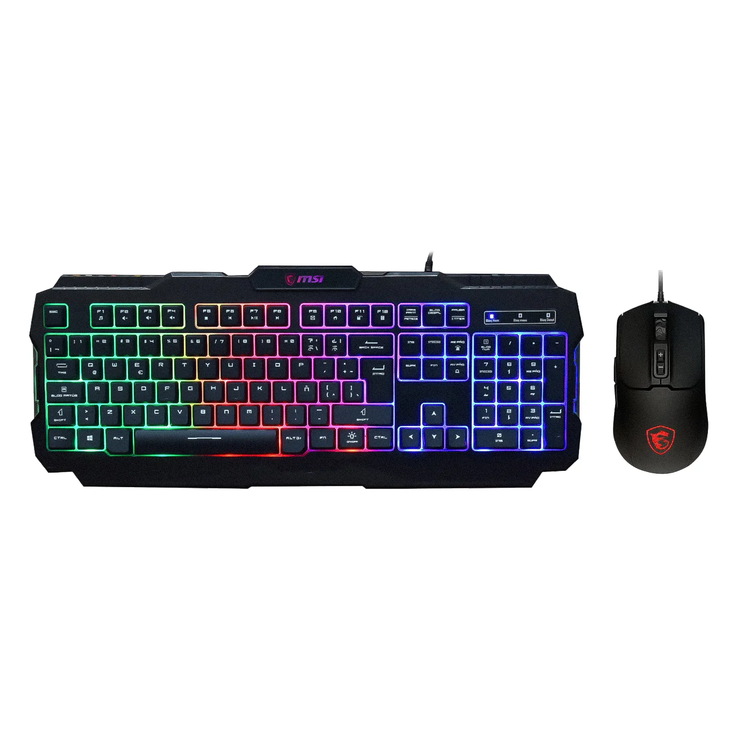 Kit Teclado e Mouse Gamer MSI Forge GK100  S11-04LS206-HH9 USB RGB Espanhol - Preto