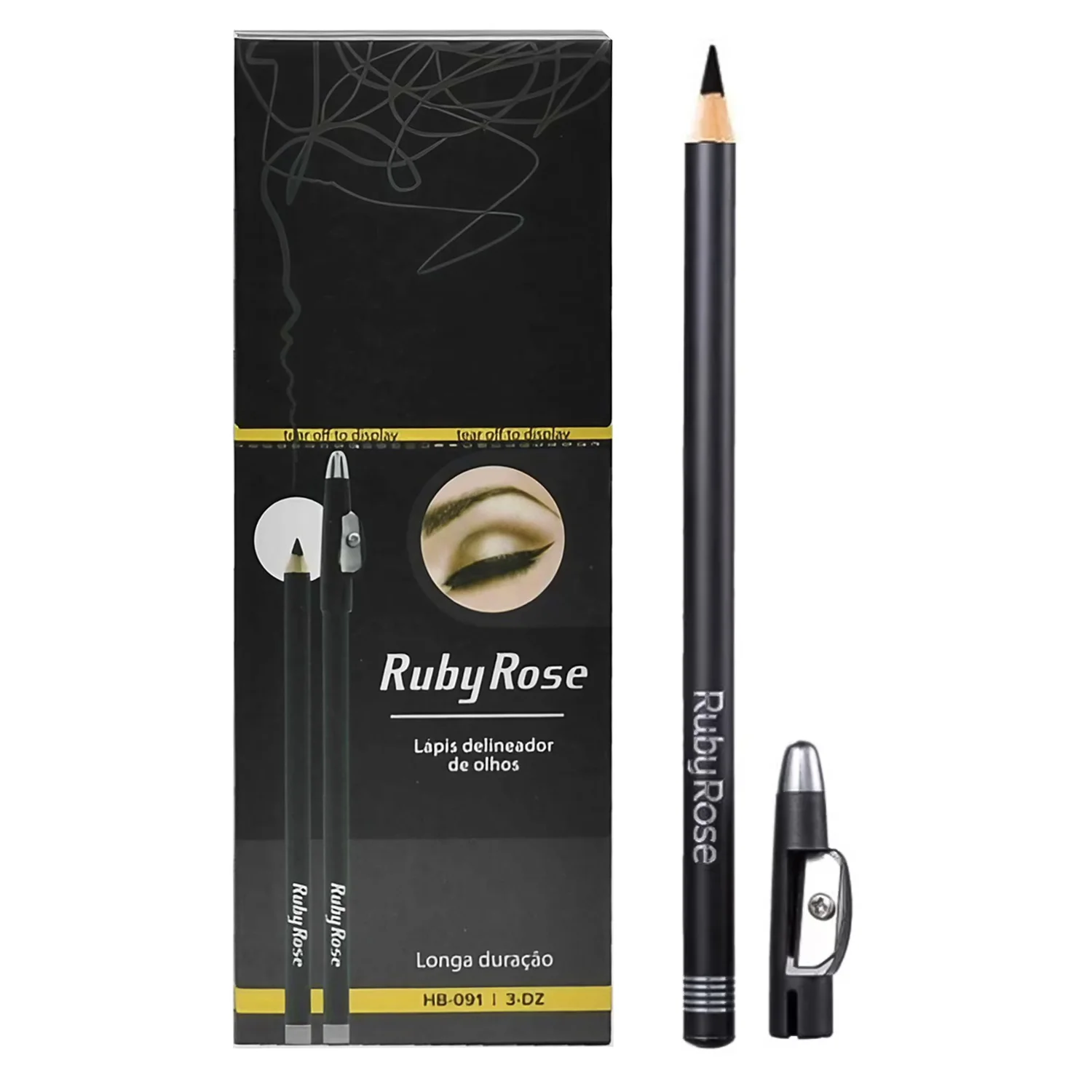 Lápis Delineador de Olhos Ruby Rose HB-091 - 36 Unidades
