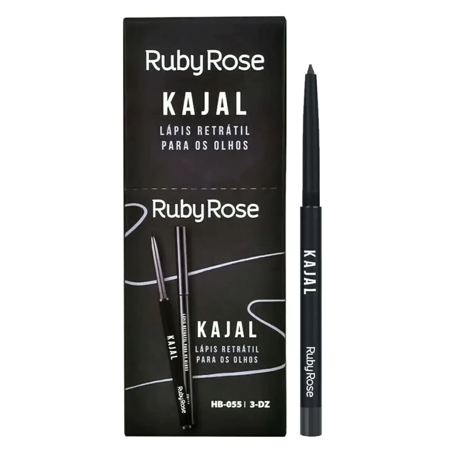 Lápis Retrátil para Olhos Ruby Rose Kajal HB-055 - 36 Unidades