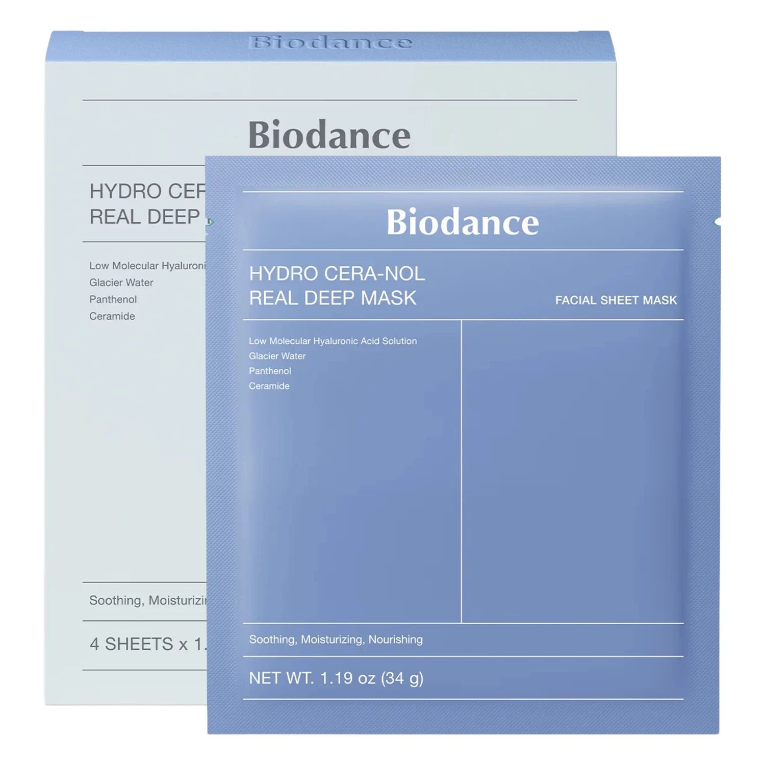 Máscara Facial Biodance Hydro Cera-Nol Real Deep - 4 Unidades