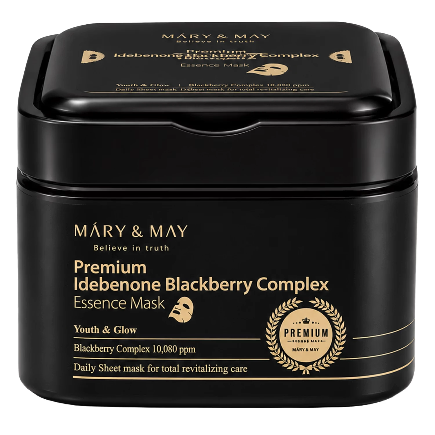 Máscara Facial Mary&May Premium Idebenone Blackberry Complex Essence - 20 Unidades