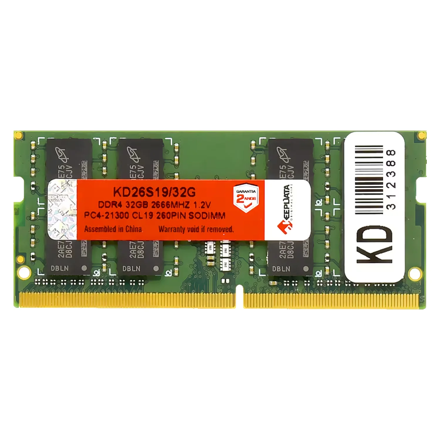 Memória RAM Keepdata 32GB DDR4 2666MT/s para Notebook - KD26S19/32G
