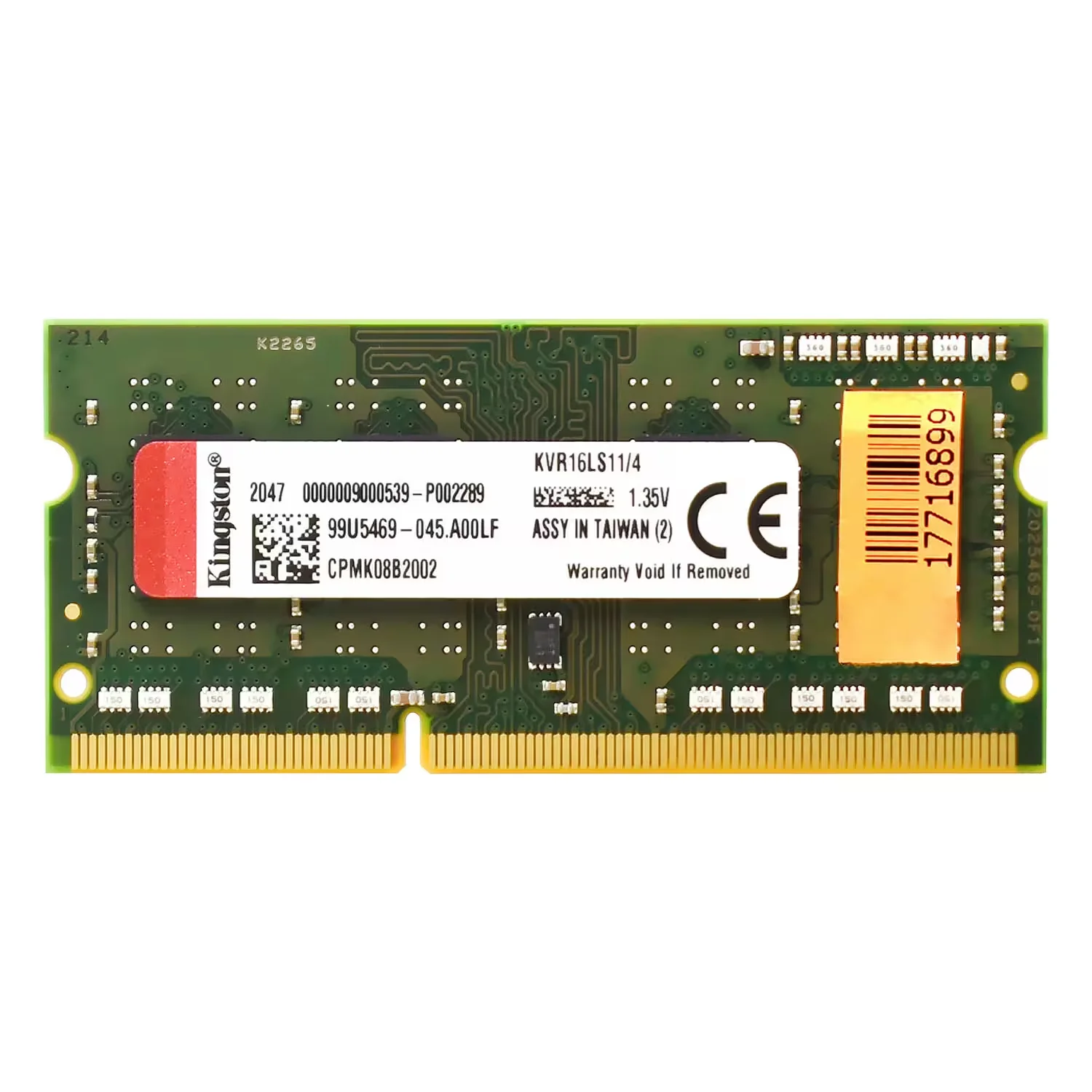 Memória RAM Kingston 8GB DDR3L 1600MT/s para Notebook - KVR16LS11/8
