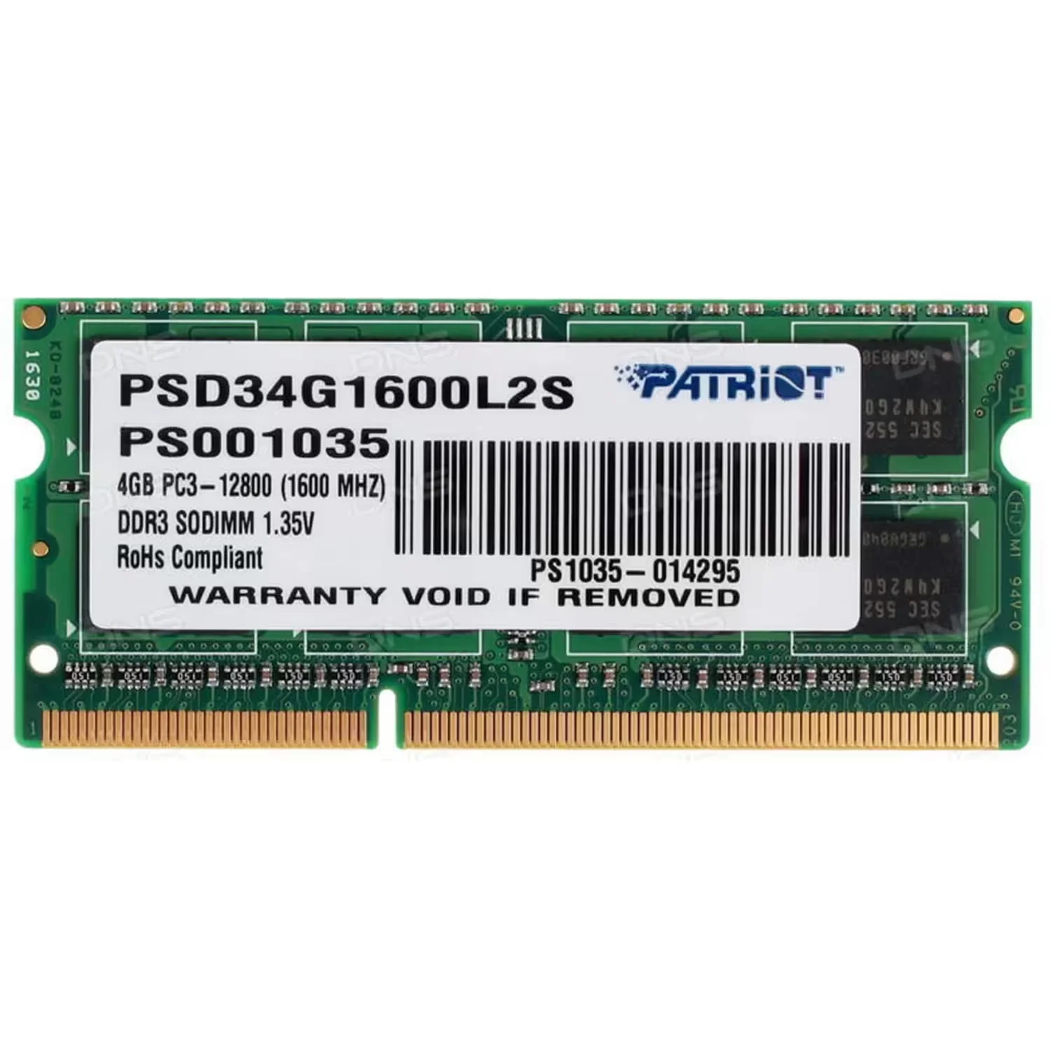 Memória RAM Patriot Signature 4GB DDR3 1600MT/s para Notebook - PSD34G1600L81S
