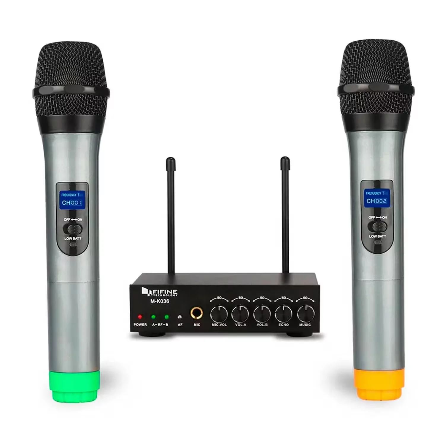Microfone Dinâmico Fifine K036 Dual Sem Fio - Preto