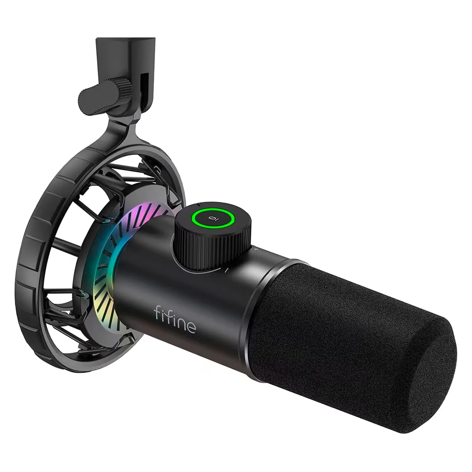 Microfone Dinâmico Fifine K658 15Khz RGB - Preto