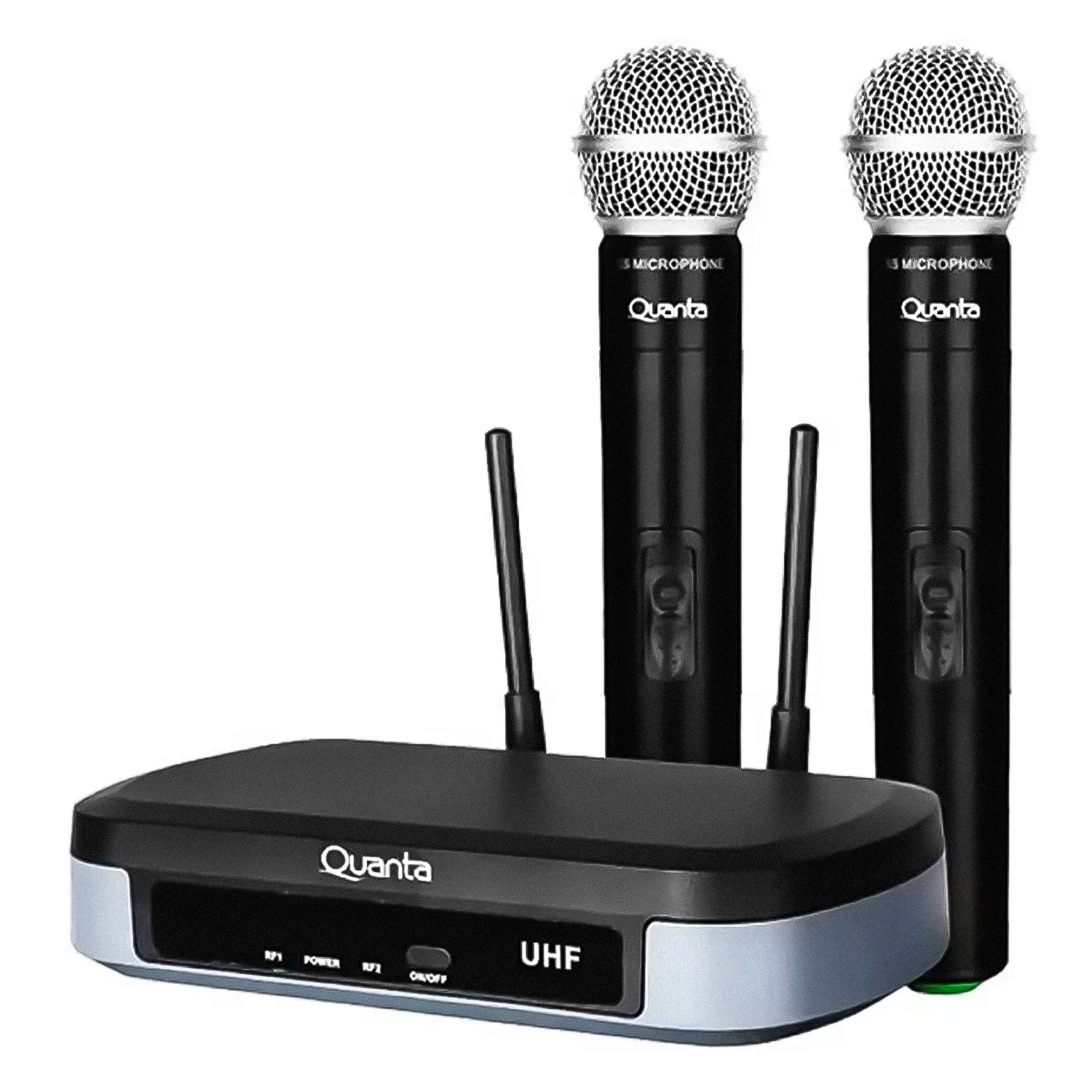 Microfone Dinâmico Quanta QTMWU104 Wireless - Preto (2 Unidades)