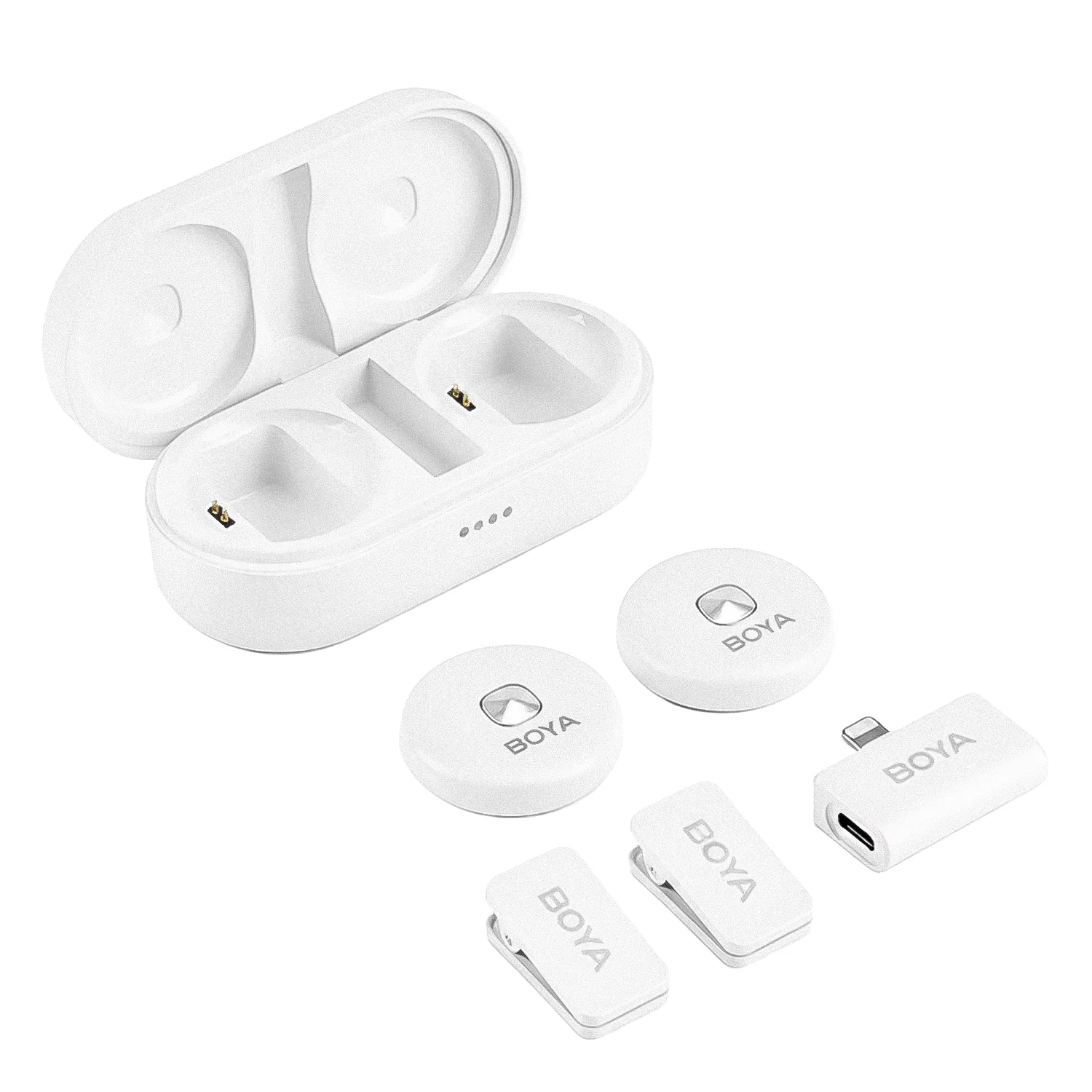 Microfone Lapela Boya Omic-d Lighting Sem Fio para iPhone - Branco (2TX+1RX)