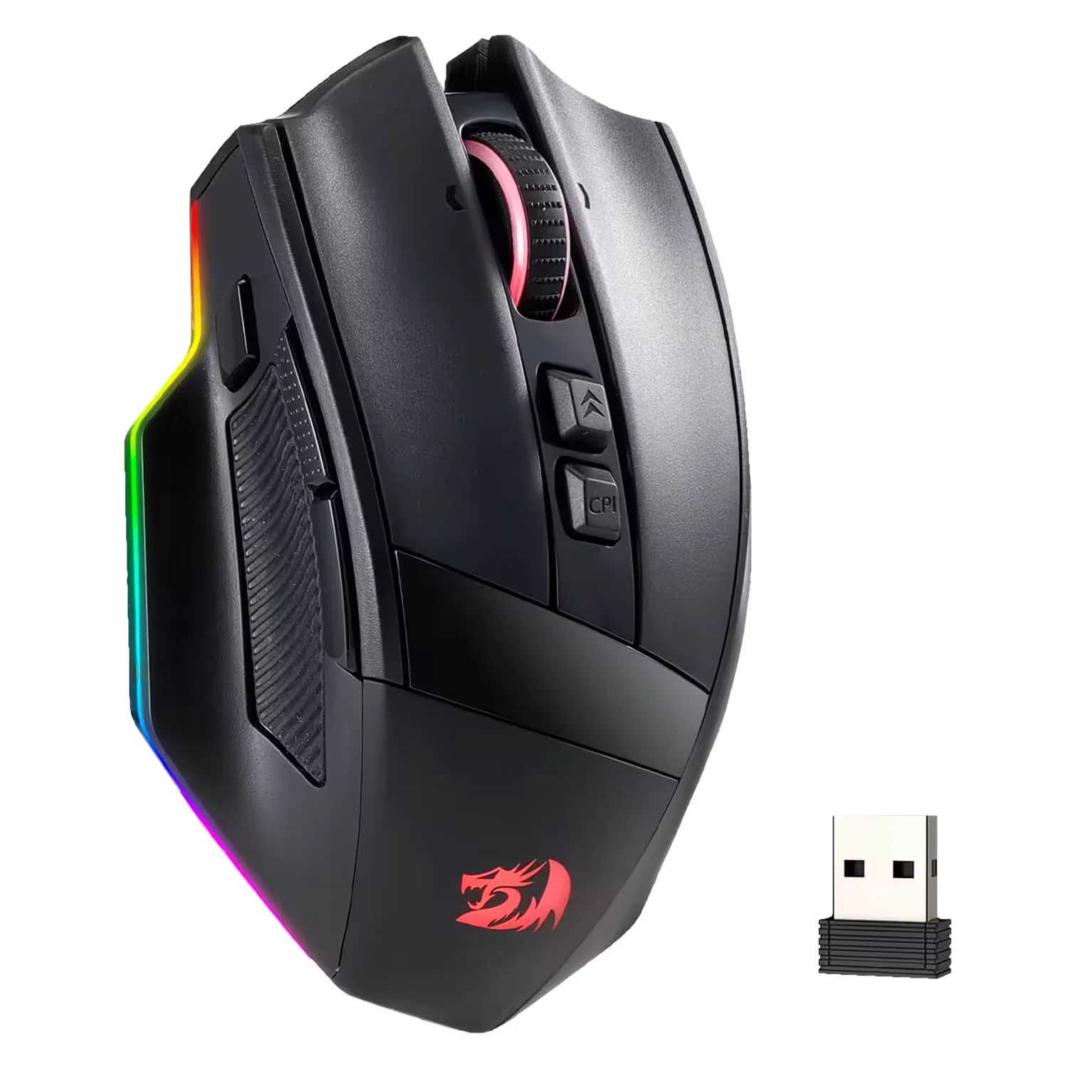 Mouse Gamer Redragon RIND M813 PRO RGB 26000 DPI Sem Fio - Preto
