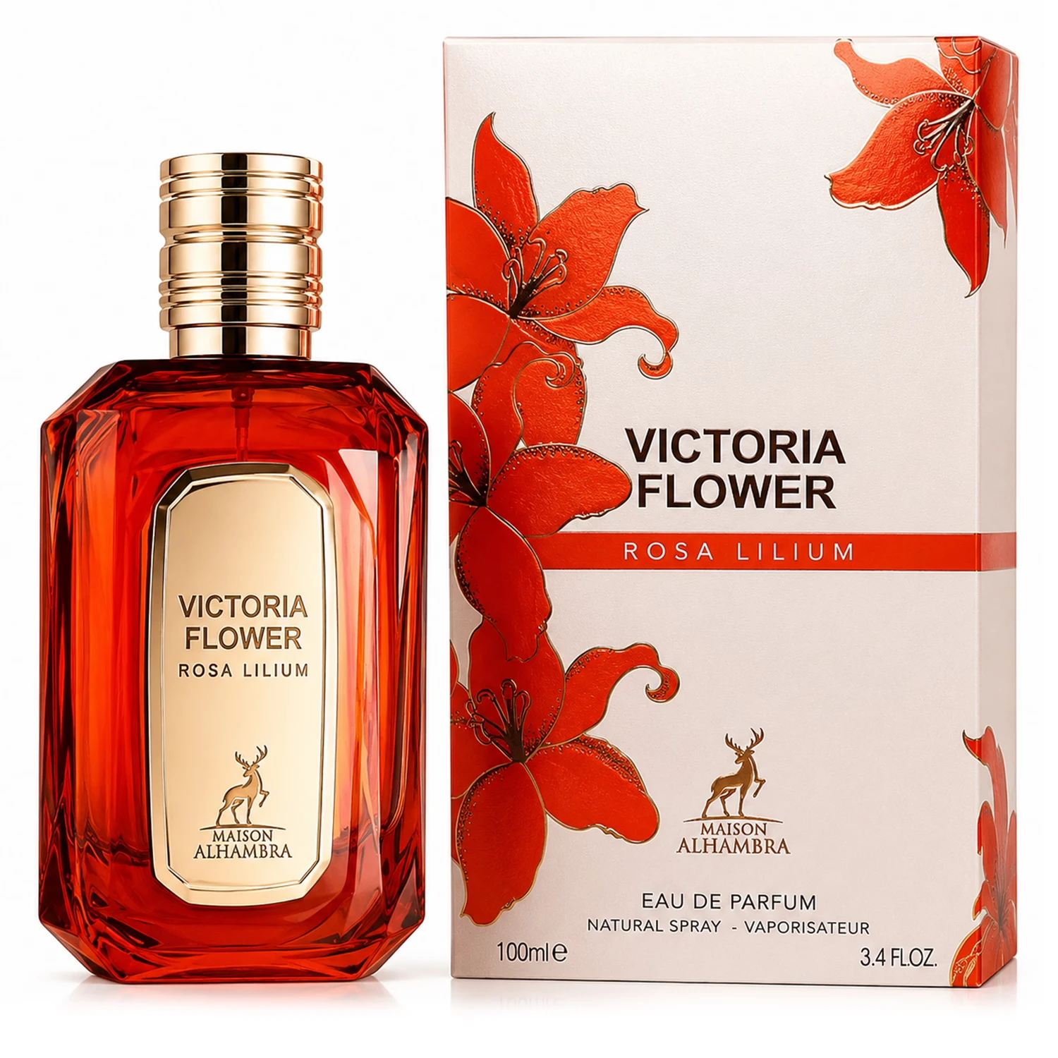 Perfume Maison Alhambra Victoria Flower Rosa Lilium Eau de Parfum Feminino 100ml