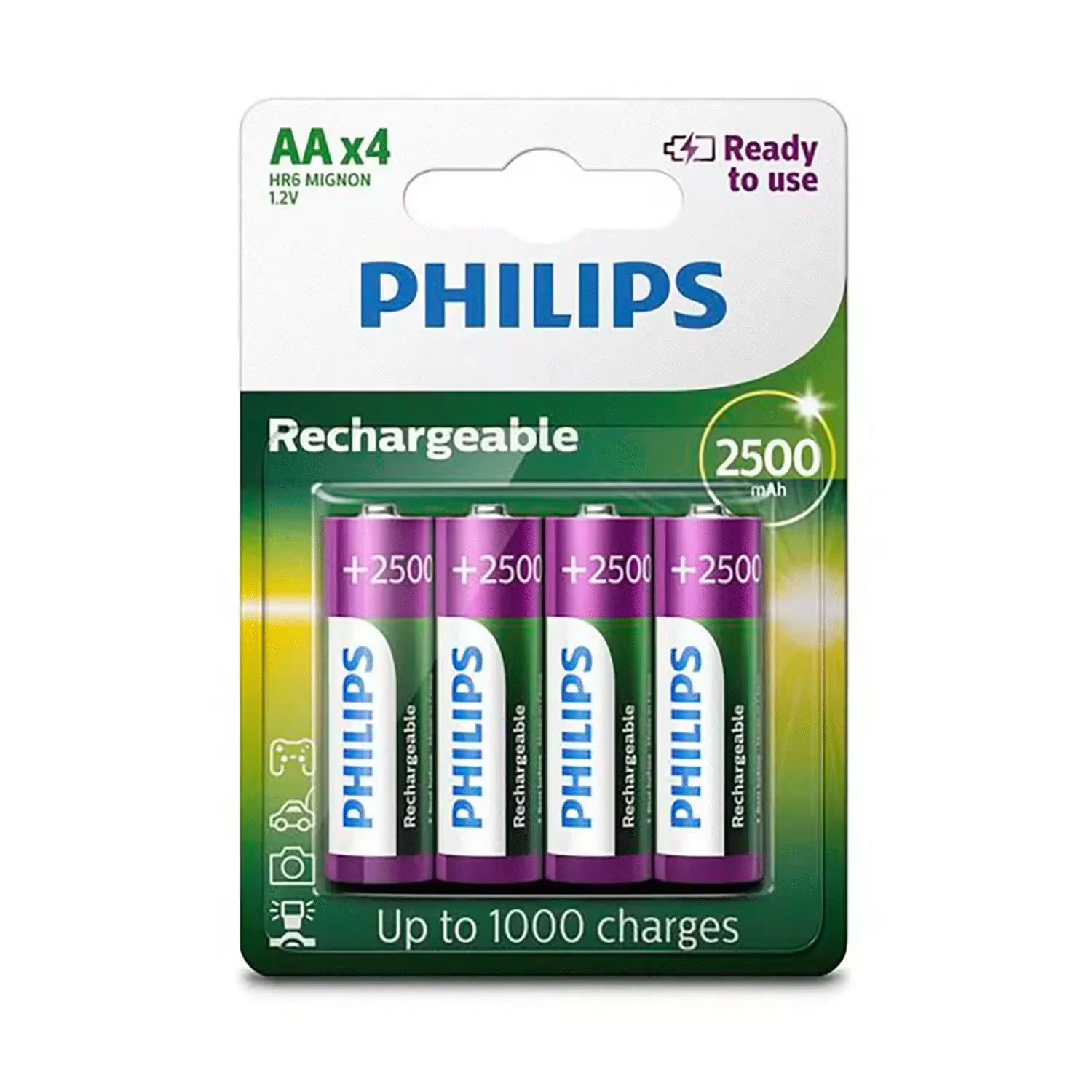 Pilha Philips AA R6B4RTU25/97 Recarregável 1.2V - 4 Unidades