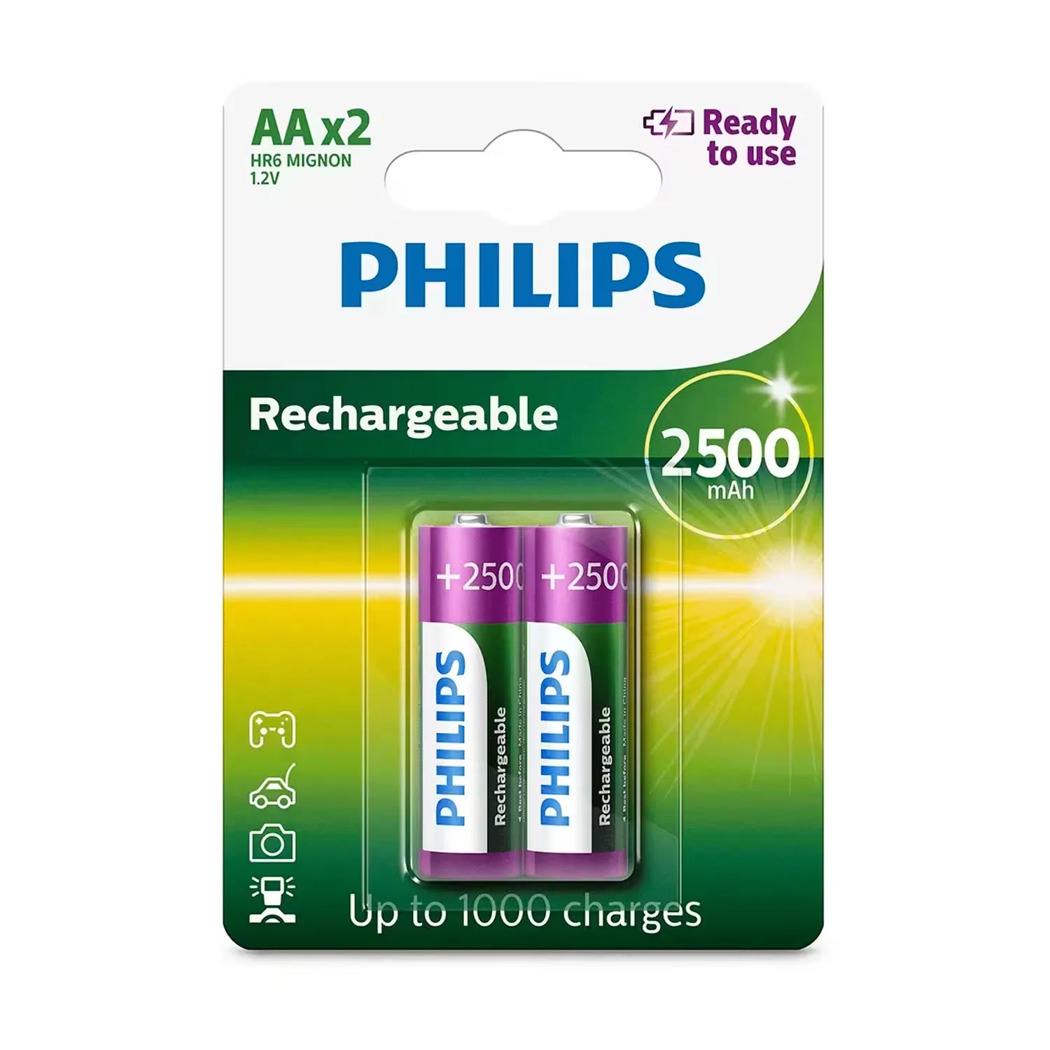 Pilha Philips AA Recarregável R6B2RTU25/97 2500 mAh - 2 unidades