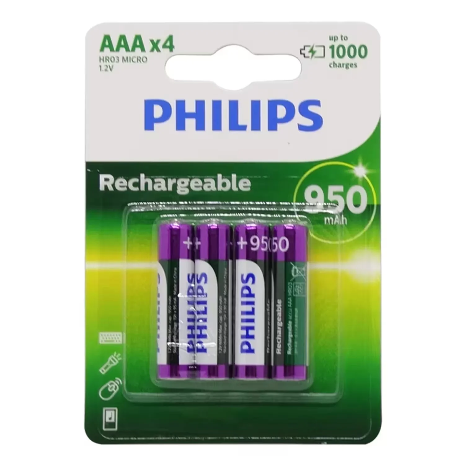 Pilha Philips AAA Recarregável R03B4-A95/97 950 mAh - 4 Unidades