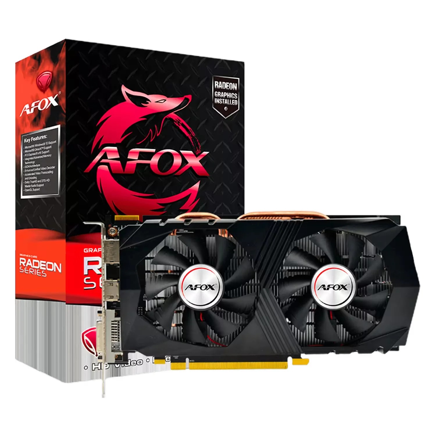 Placa de Vídeo Afox AMD Radeon R9-370 4GB DDR5 - DUAL-FAN AFR9370-4096D5H4