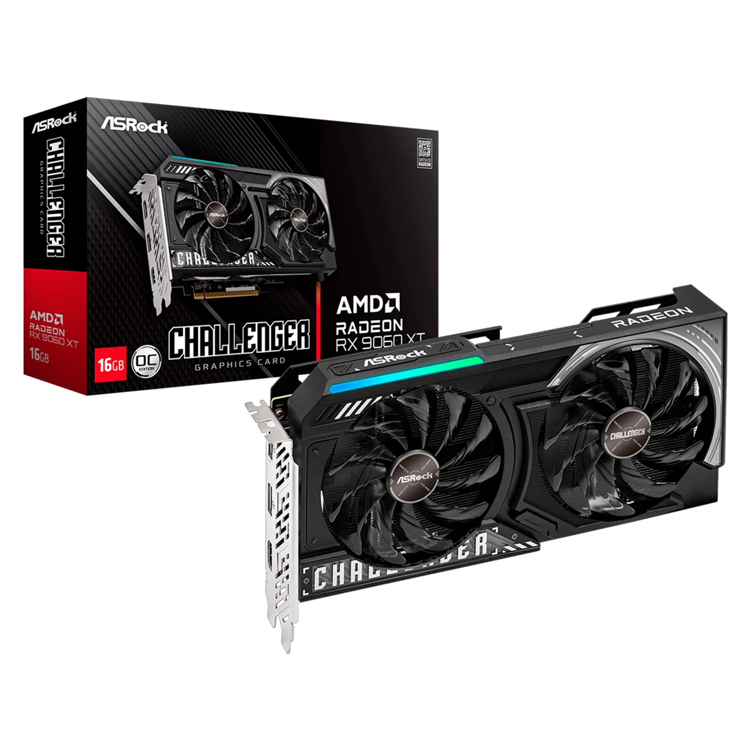 Placa de Vídeo ASRock AMD Radeon RX 9060XT Challenger OC 8GB GDDR6 - RX9060XT CL