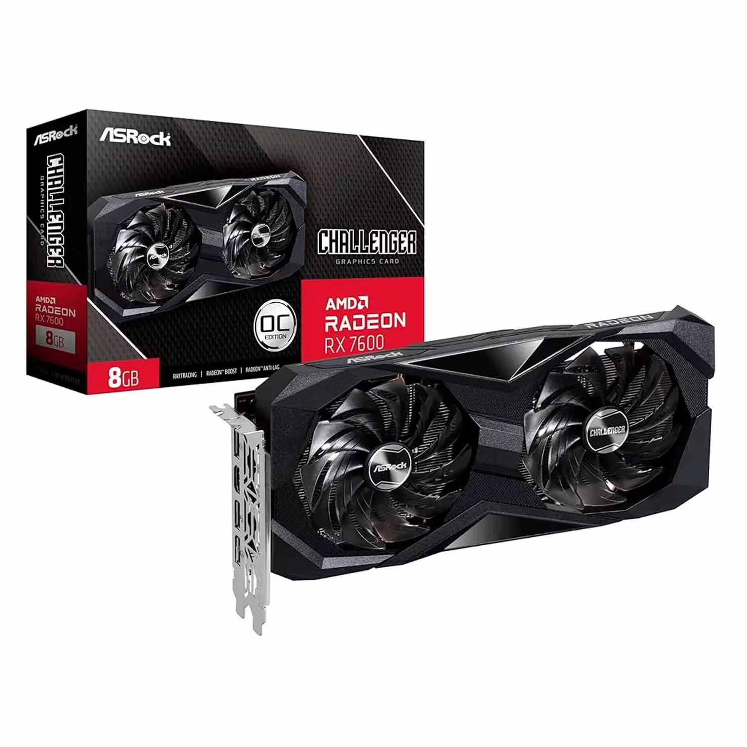 Placa de Vídeo ASRock Challenger OC AMD Radeon RX-7600 8GB GDDR6 - RX7600CL8GO