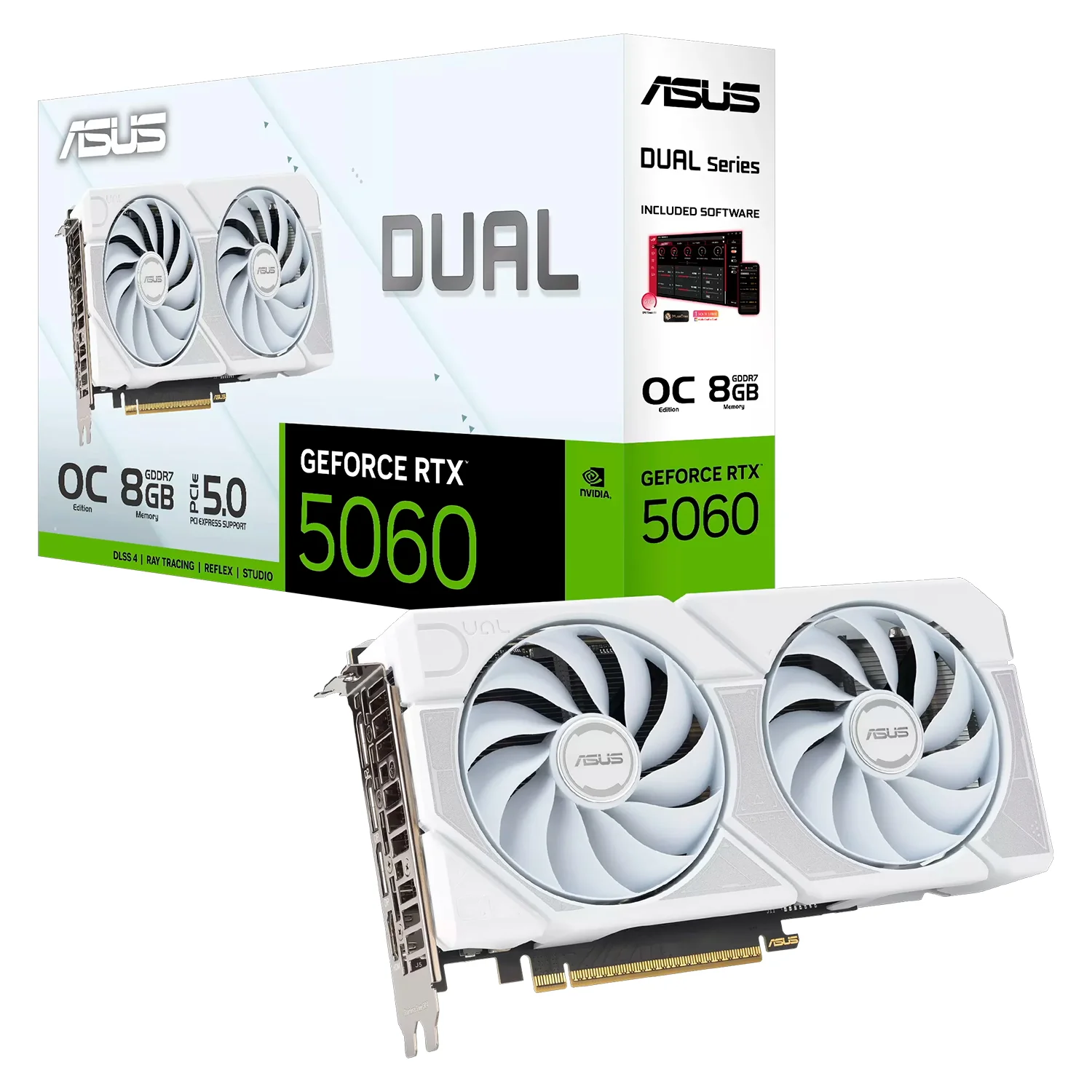 Placa de Vídeo Asus Dual White Edition NVIDIA GeForce RTX-5060 8GB GDDR7 - DUAL-RTX5060-O8G-WHITE