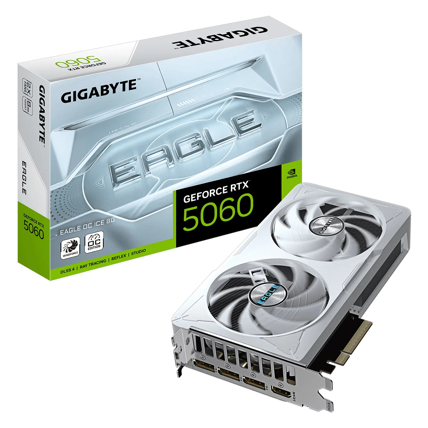 Placa de Vídeo Gigabyte NVIDIA GeForce RTX 5060 8GB GDDR7 - GV-N5060EAGLEOC ICE-8GD