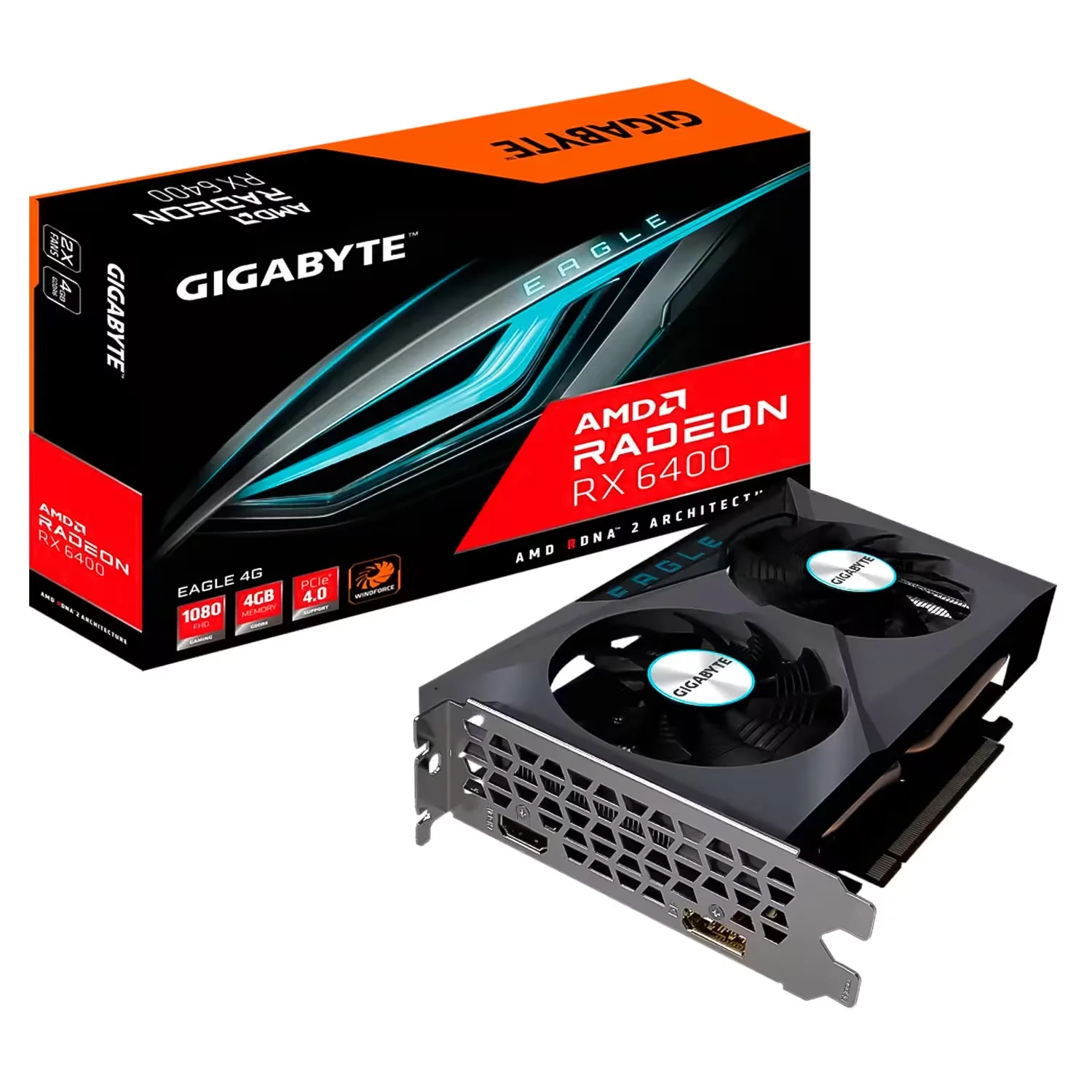 Placa de Vídeo Gigabyte Radeon RX-6400 Eagle 4GB GDDR6 - GV-R64EAGLE-4GD