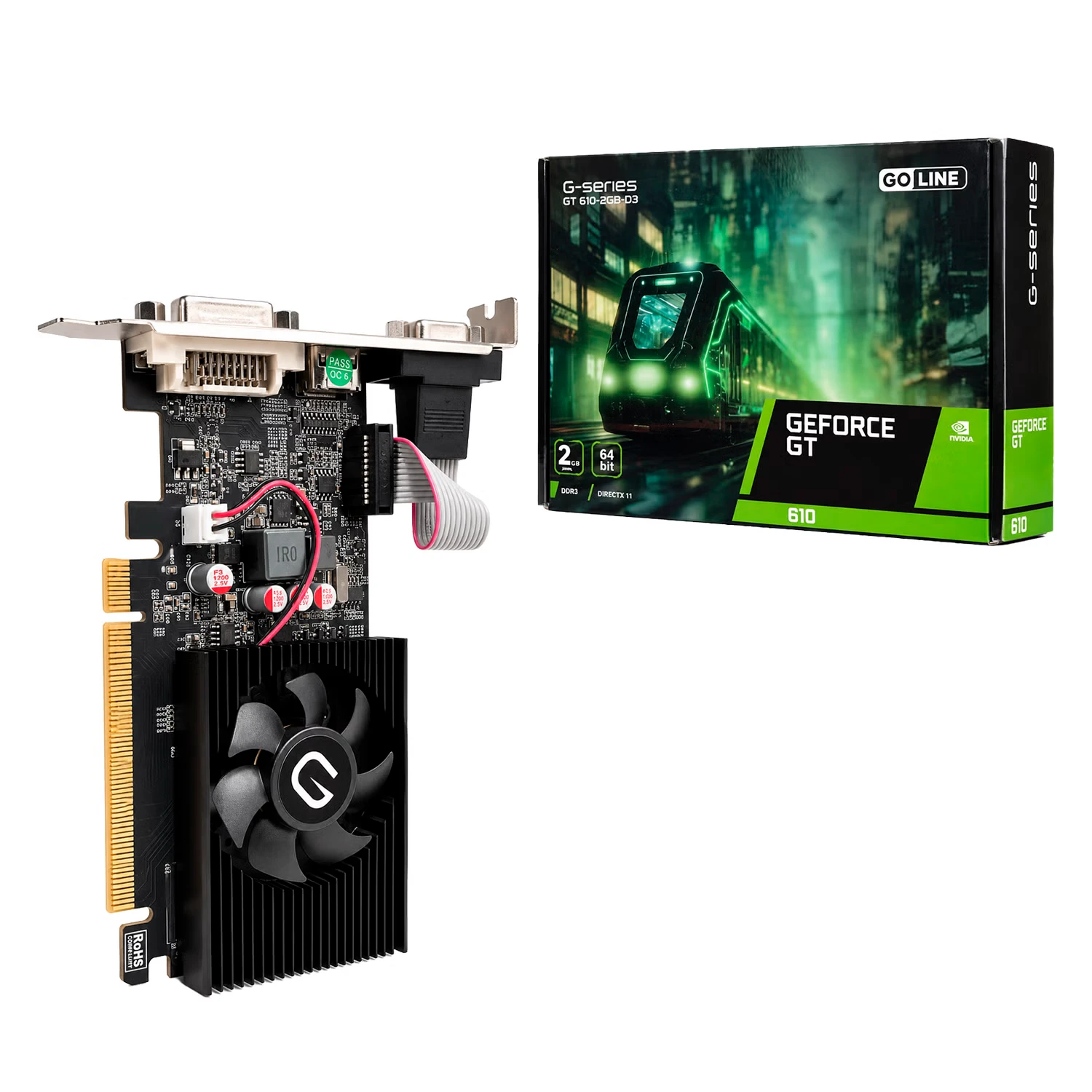 Placa de Vídeo Goline NVIDIA GeForce GT-610 2GB DDR3 - GL-GT610-2GB-D3-V1 (1 Ano de Garantia)