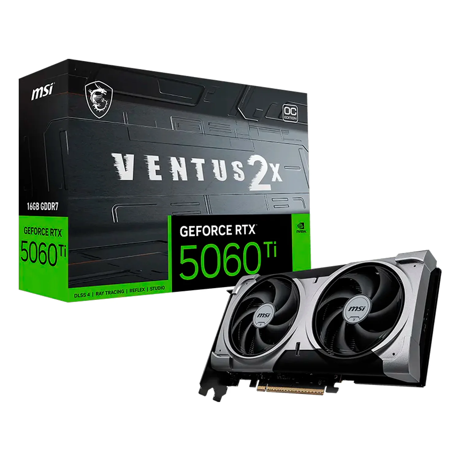 Placa de Vídeo MSI Ventus 2X Black Plus OC NVIDIA GeForce RTX-5060Ti 16GB GDDR7