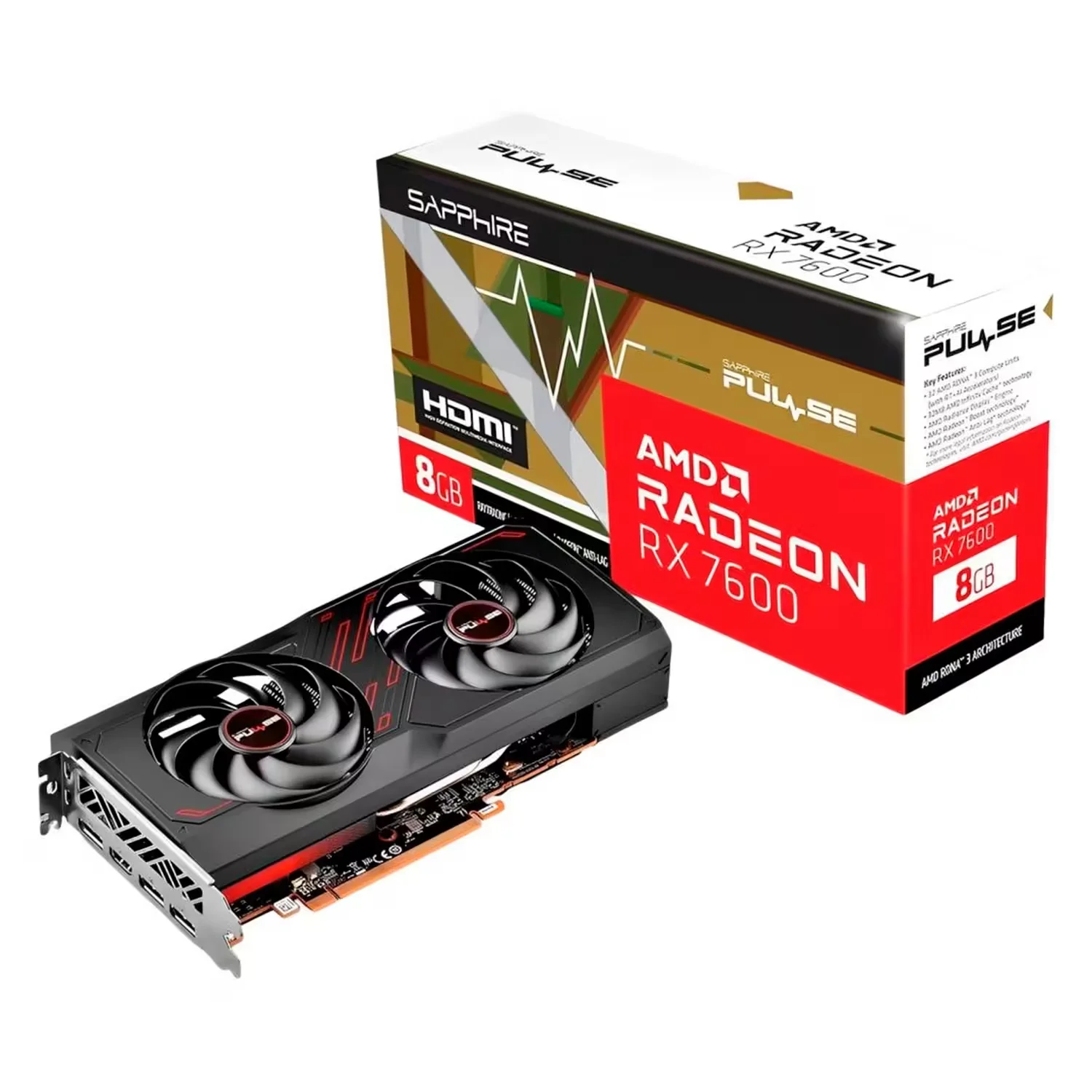 Placa de Vídeo Sapphire Pulse AMD Radeon RX-7600 8GB GDDR6