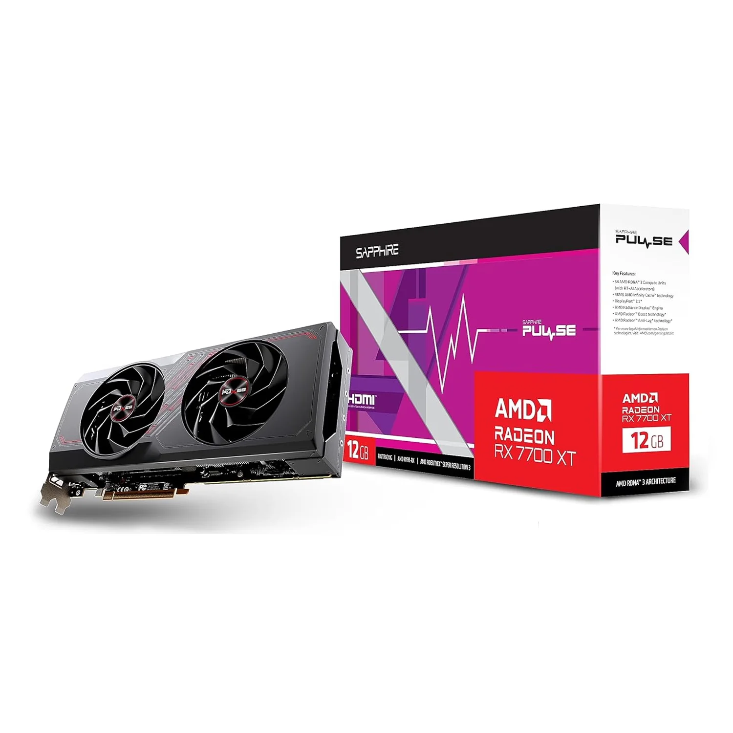 Placa de vídeo Sapphire Pulse AMD Radeon RX-7700XT 12GB GDDR6