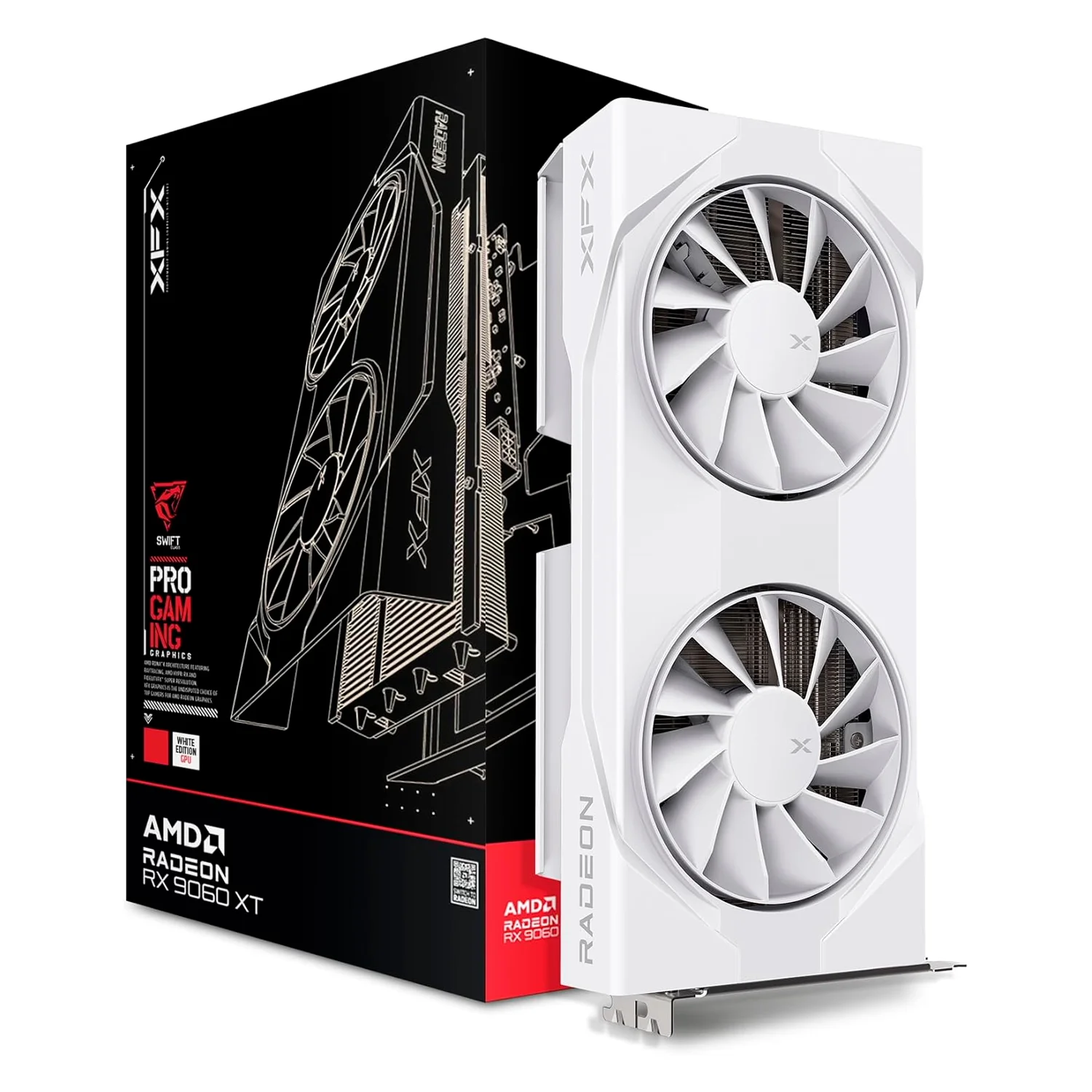 Placa de Vídeo XFX Swift OC White AMD Radeon RX-9060XT 8GB GDDR6 - RX-96TSW8GWQ