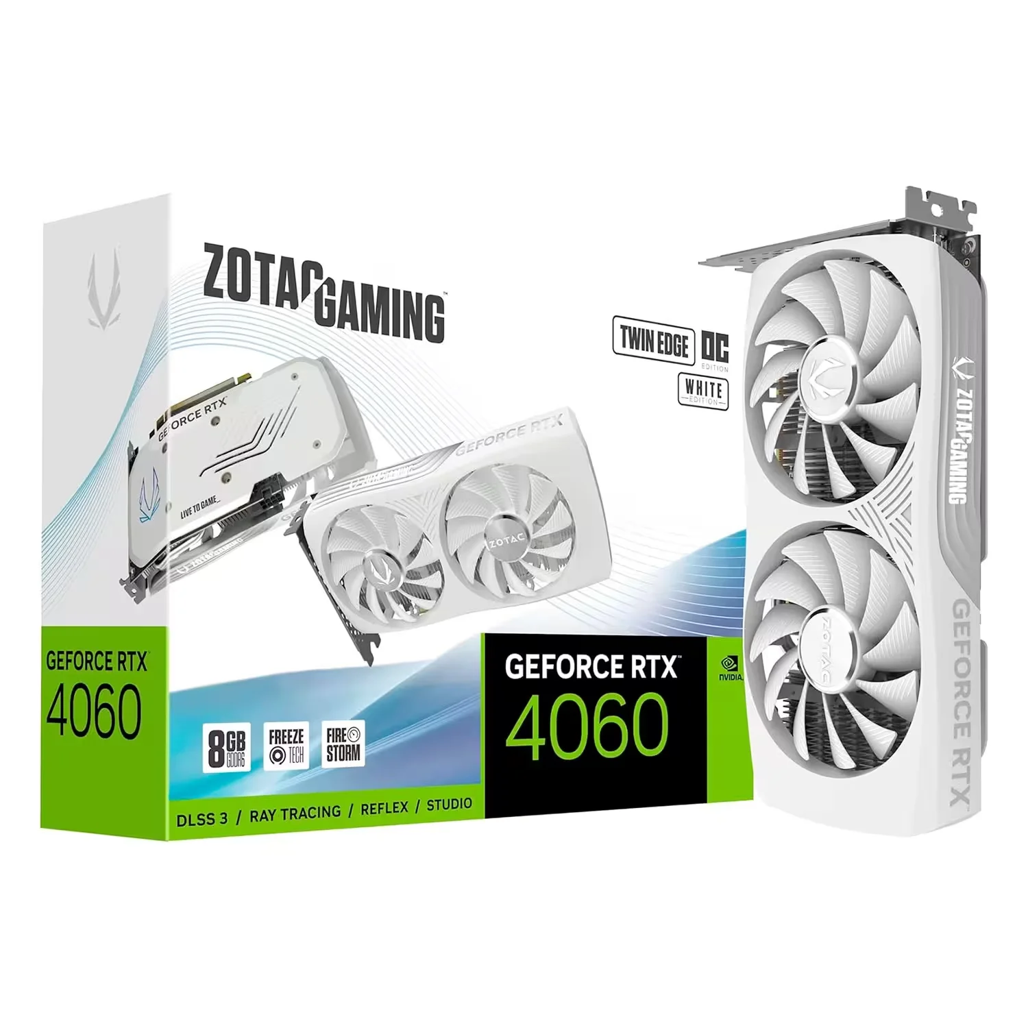 Placa de Vídeo Zotac Gaming Twin Edge OC White NVIDIA GeForce RTX 4060 8GB GDDR6 - ZT-D40600Q-10M