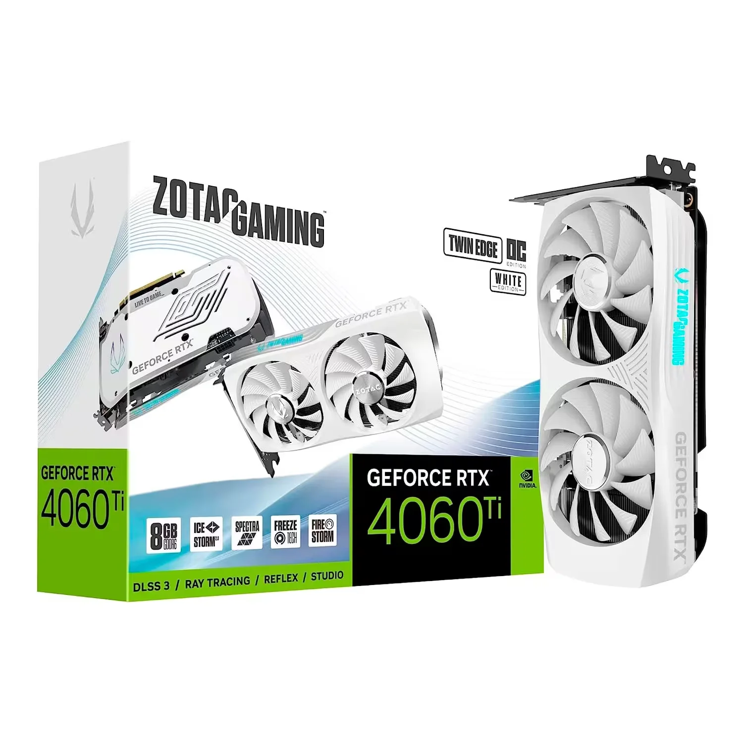 Placa de Vídeo Zotac Twin Edge White NVIDIA GeForce RTX 4060Ti 8GB GDDR6 - ZT-D40610Q-10M