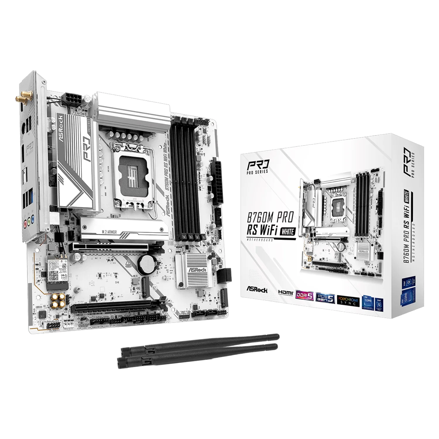 Placa Mãe Asrock B760M Pro RS WiFi White DDR5 Socket LGA 1700 Chipset Intel B760 Micro ATX