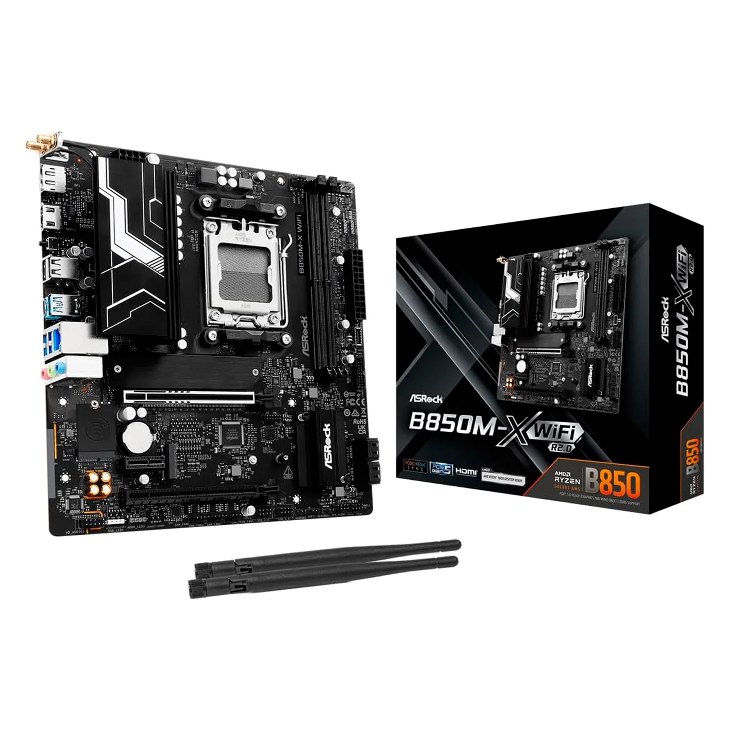 Placa Mãe Asrock B850M-X WiFi R2.0 DDR5 Socket AM5 Chipset AMD B850 Micro ATX