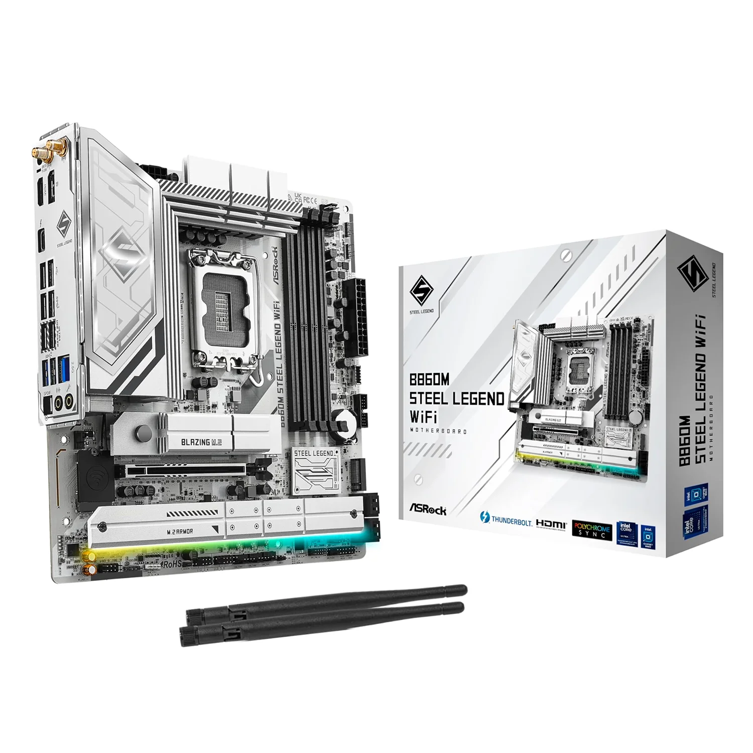 Placa Mãe ASRock B860M Steel Legend WiFi DDR5 Socket LGA 1851 Chipset Intel B860 Micro ATX