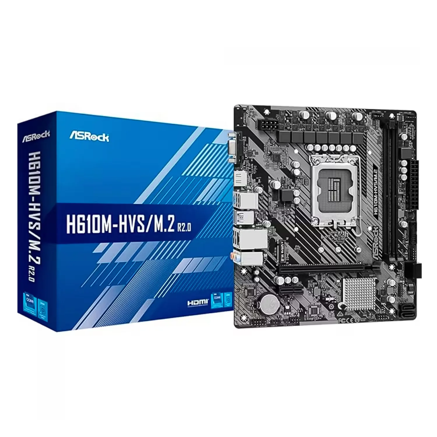 Placa Mãe ASRock H610M-HVS/M.2 R2.0 2XDDR4 Socket LGA 1700 Chipset Intel H610 ATX