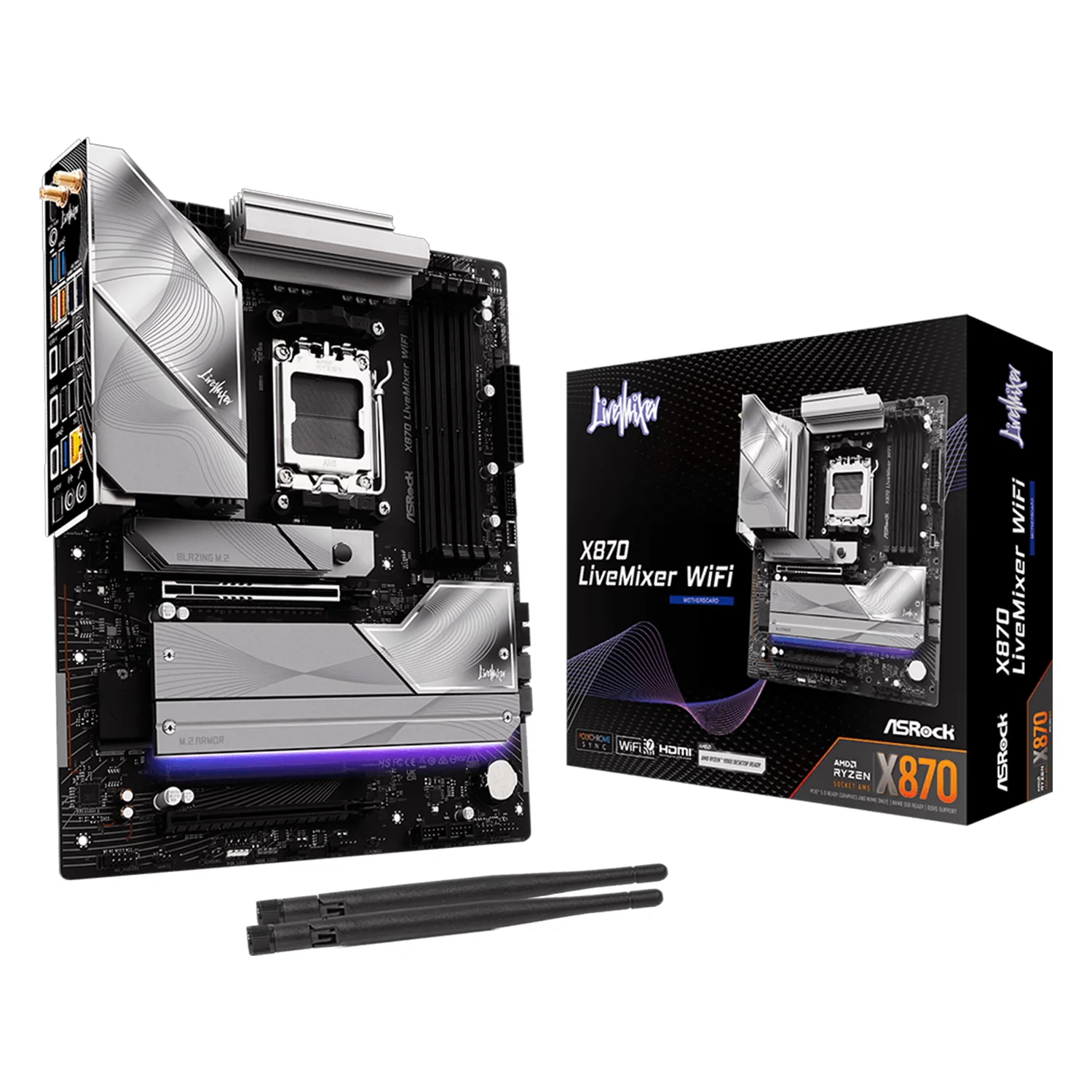 Placa Mãe ASRock X870 LiveMixer WiFi DDR5 Sockt Chipset AM5 AMD X870 ATX