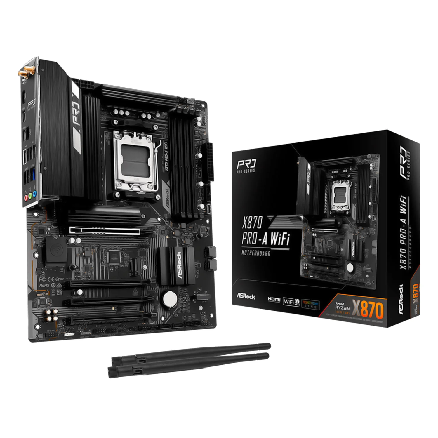 Placa Mãe ASRock X870 Pro-A WiFi DDR5 Socket AM5 Chipset X870 ATX
