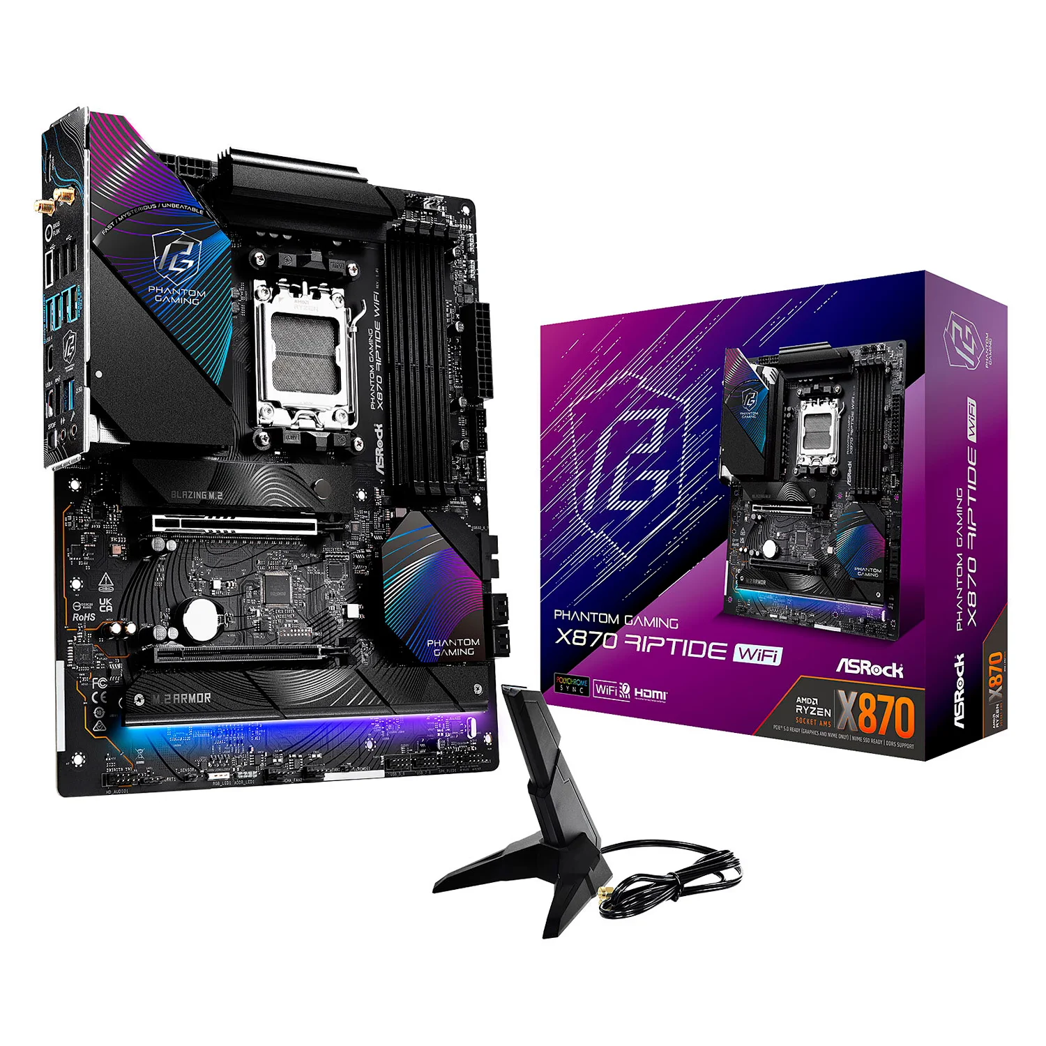Placa Mãe ASRock X870 Riptide WiFi DDR5 Socket AM5 Chipset X870 ATX