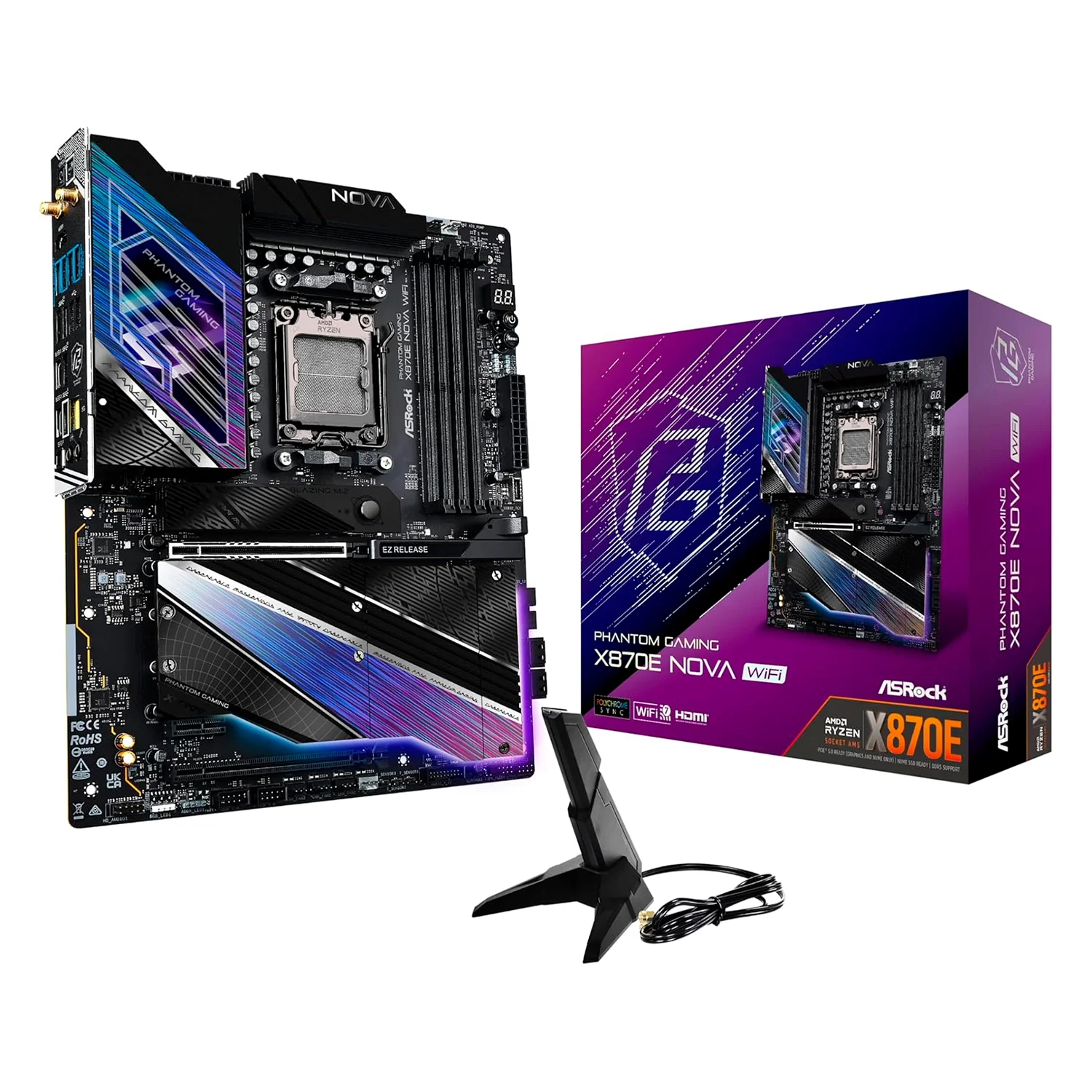 Placa Mãe Asrock X870E Nova WiFi DDR5 Socket AM5 Chipset AMD X870E ATX