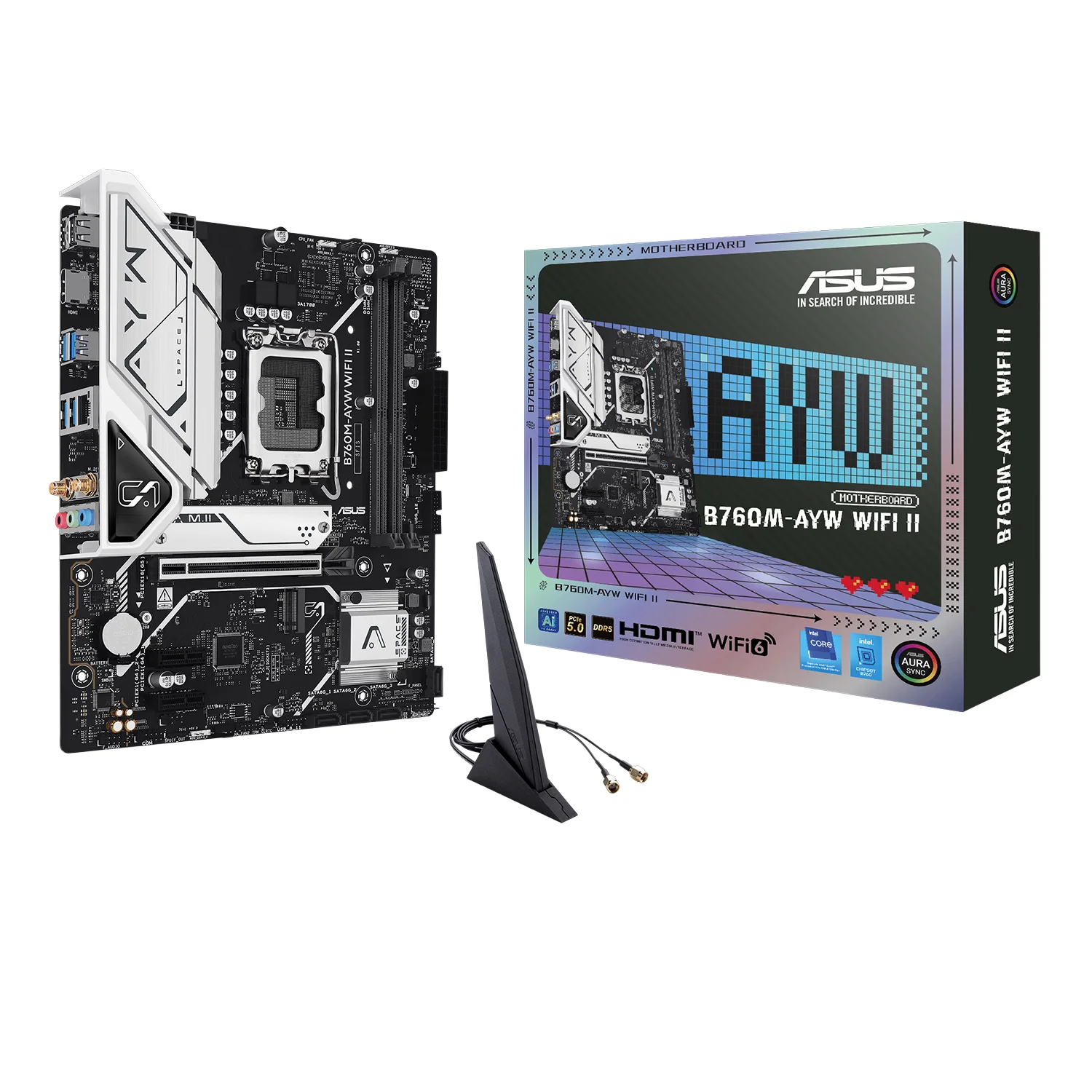 Placa Mãe Asus B760M-AYW WiFi II Socket LGA 1700 Chipset Intel B760 DDR5 Micro ATX