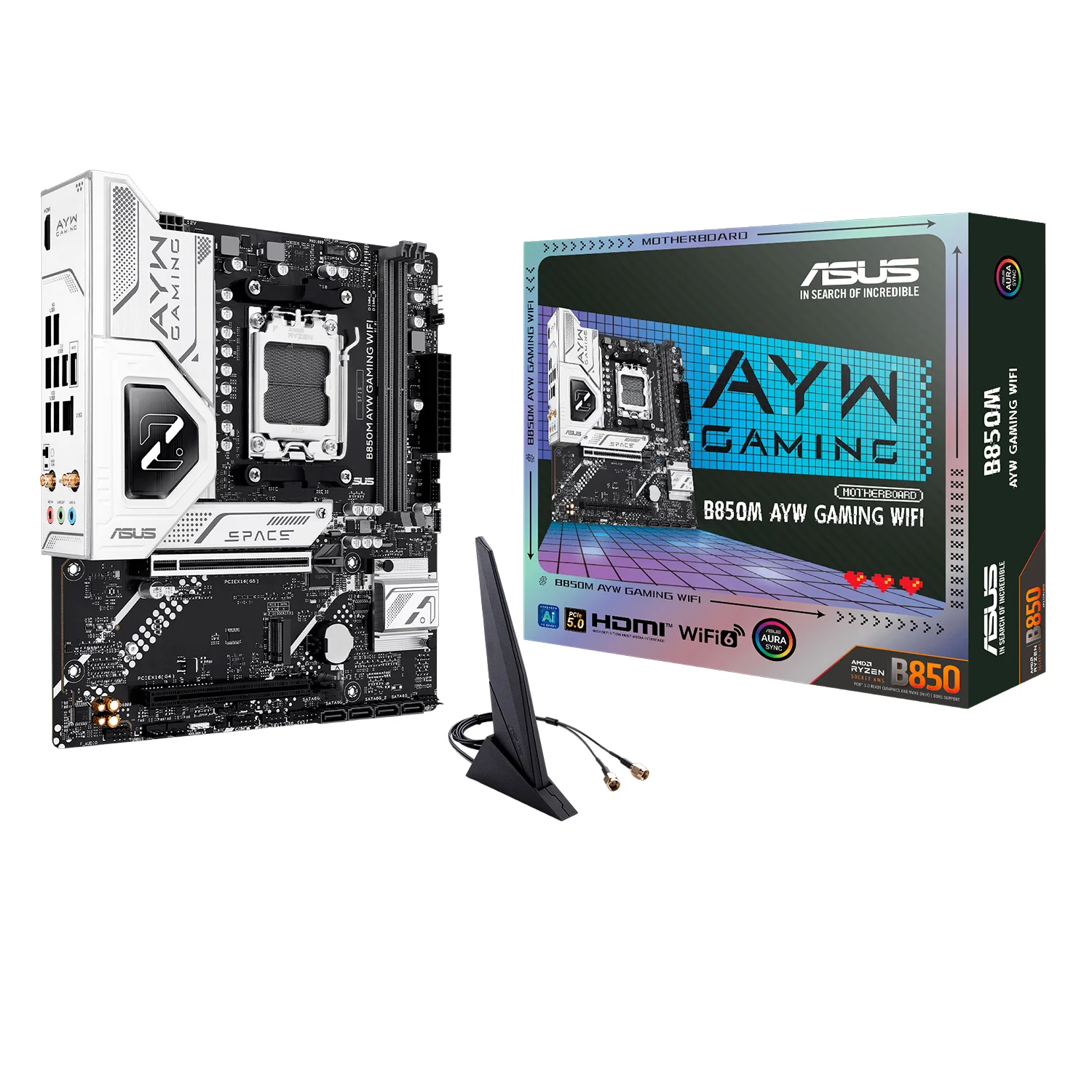 Placa Mãe Asus B850M-AYW Gaming WiFi DDR5 Socket AM5 Chipset B850 Micro ATX