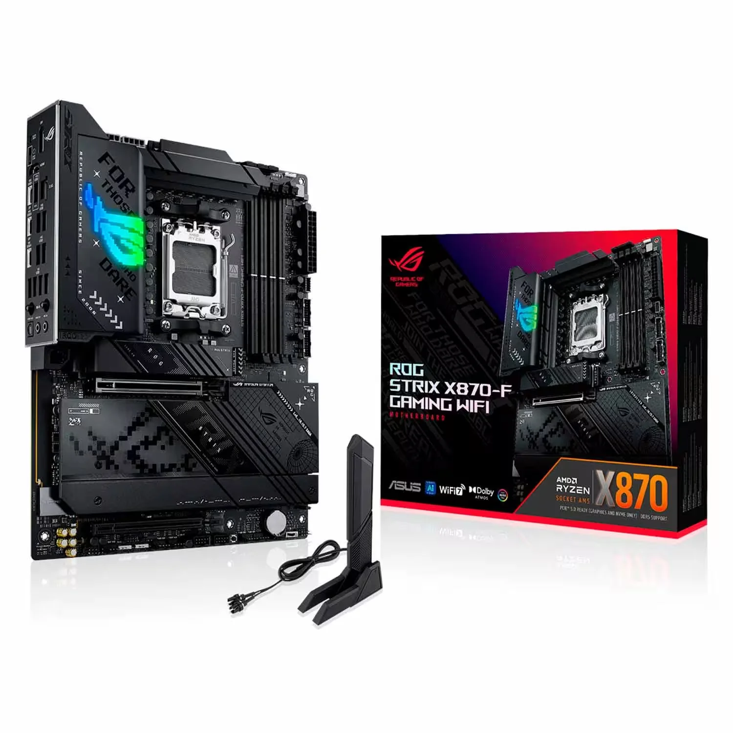 Placa Mãe Asus Rog Strix X870-F Gaming WiFi DDR5 Socket AMD AM5 Chipset X870 ATX