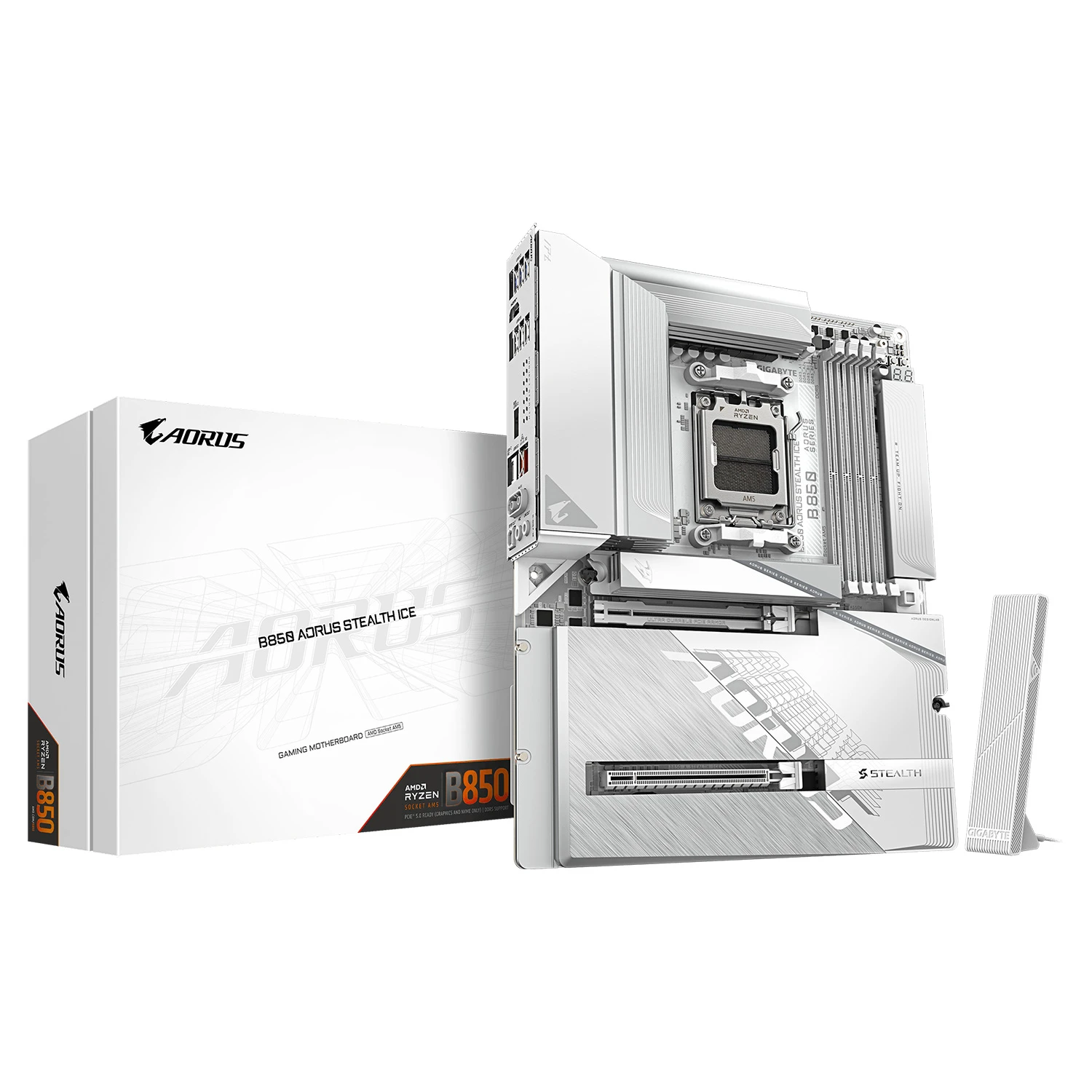 Placa Mãe Gigabyte Aorus Stealth Ice DDR5 Socket AM5 Chipset B850 ATX