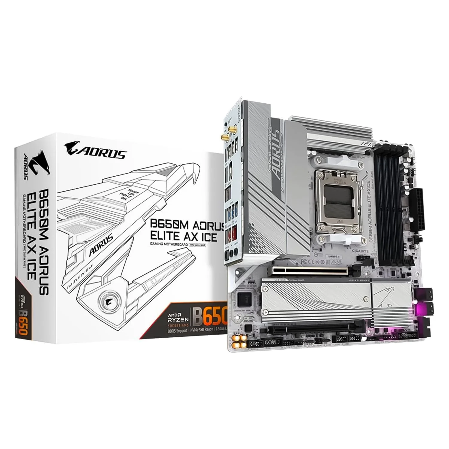 Placa Mãe Gigabyte B650M Aorus Elite AX ICE DDR5 Socket AM5 Chipset AMD B650 Micro ATX
