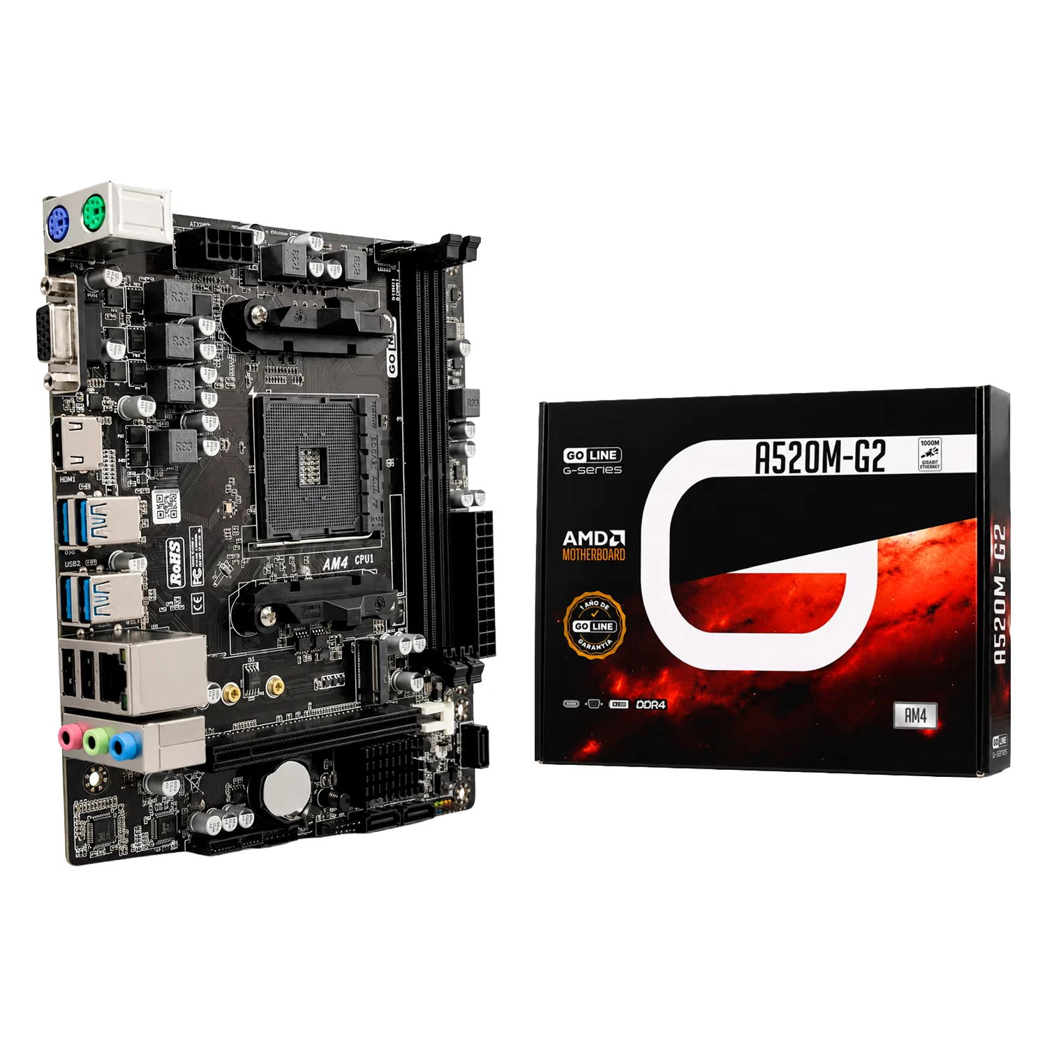 Placa Mãe Goline A520M-G2 DDR4 Socket AM4 Chipset AMD A520 Micro ATX (1 Ano de Garantia)