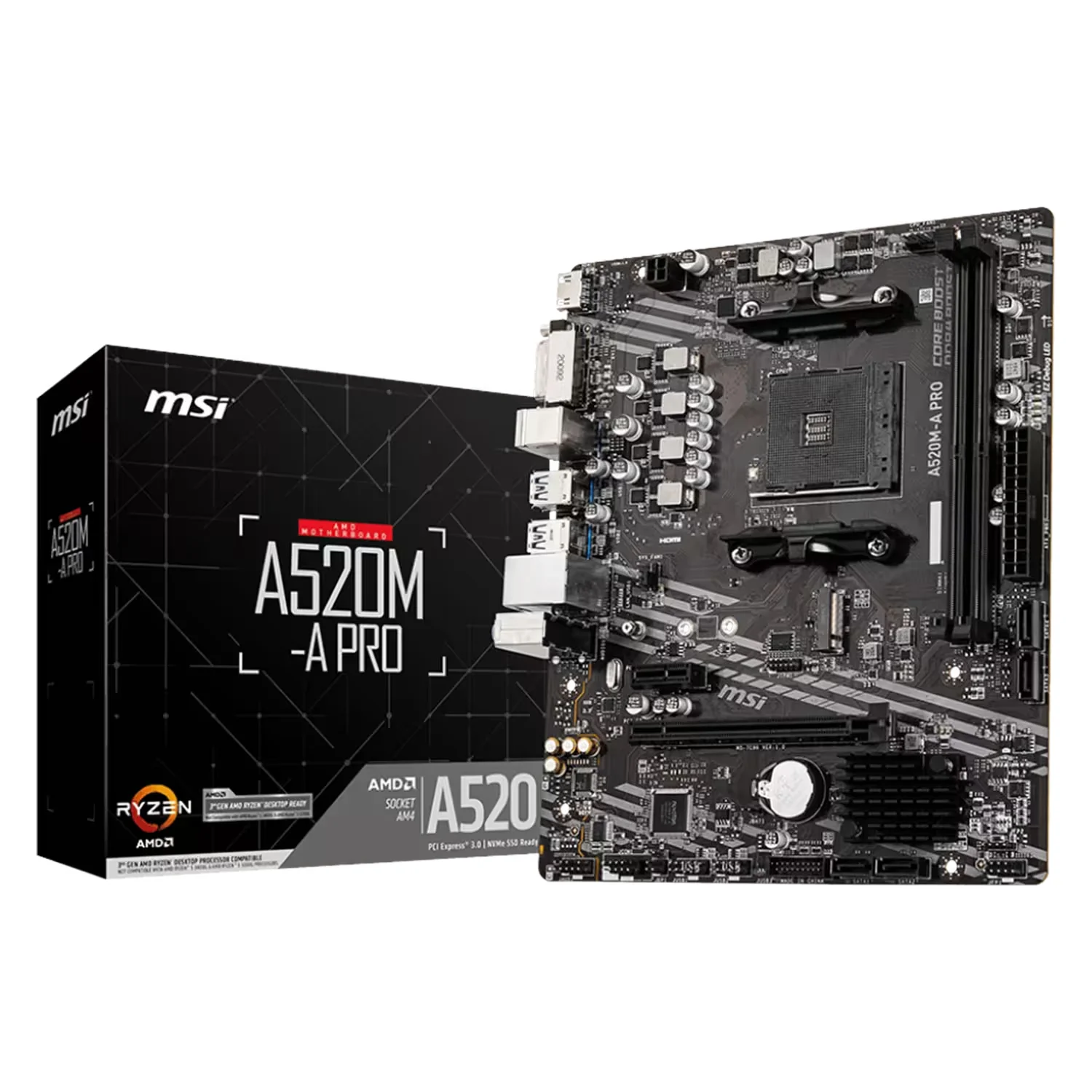 Placa Mãe MSI A520M-A Pro 2XDDR4 Socket AMD AM4 Chipset a520 Micro ATX