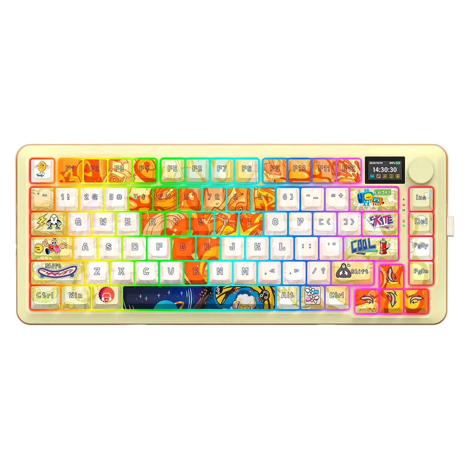 Teclado Gamer Flekact Pro K708GF RGB Sem Fio - Multicolorido