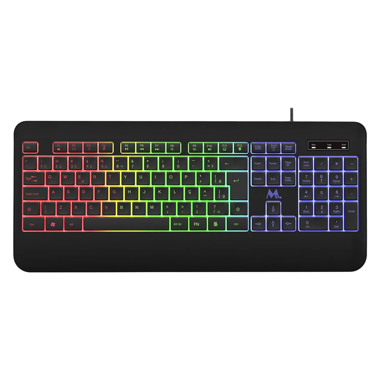 Teclado Gamer Mtek KB-7701LR USB Português RGB - Preto