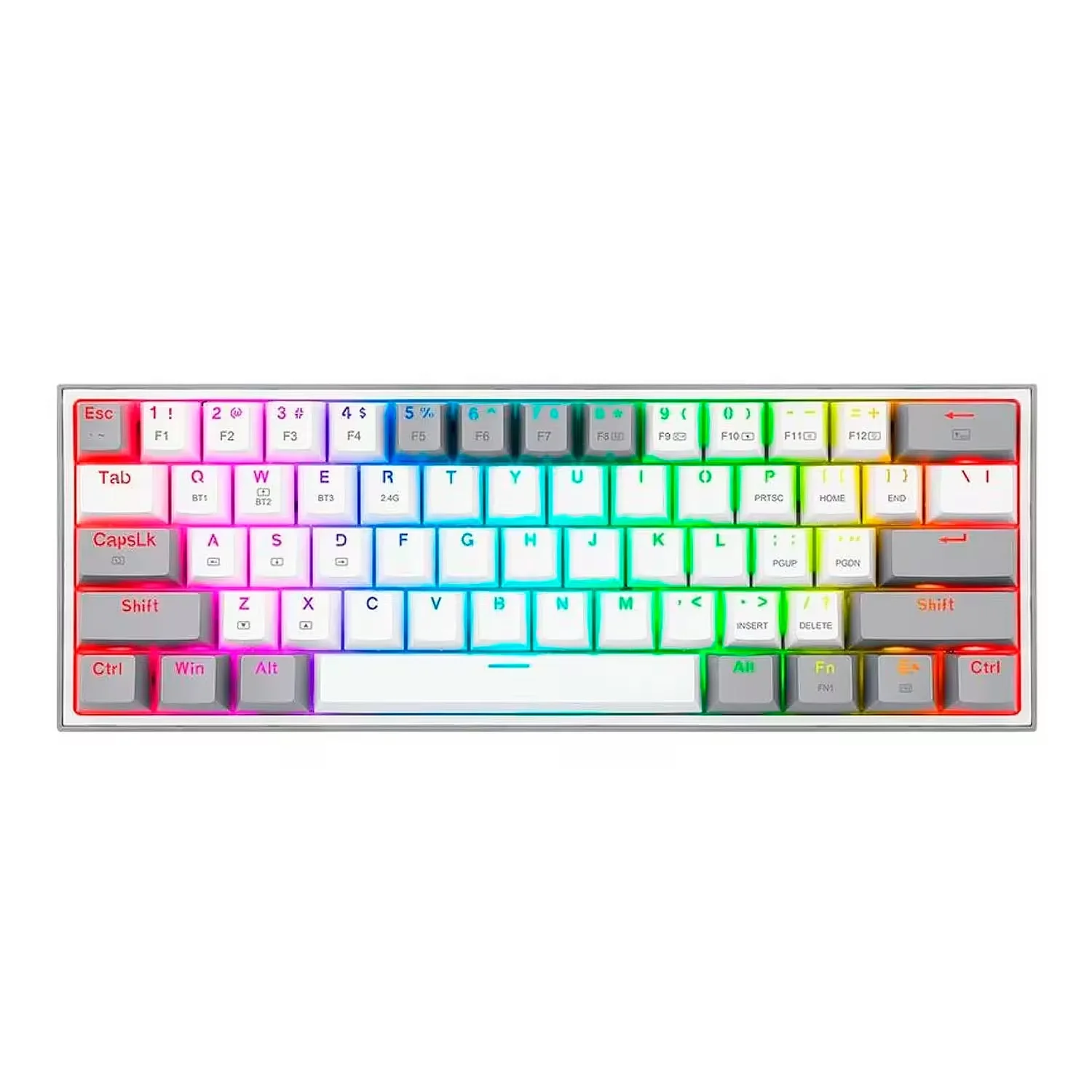Teclado Redragon K616-RGB WG Fizz Pro sem Fio - Branco Cinza
