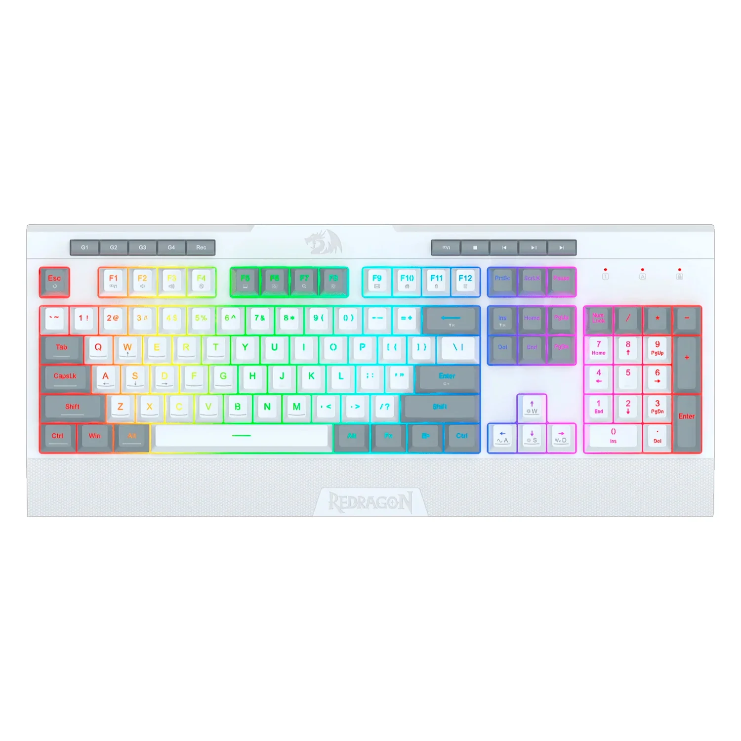 Teclado Redragon Shiva Lite K525WG RGB USB Inglês - Branco Cinza